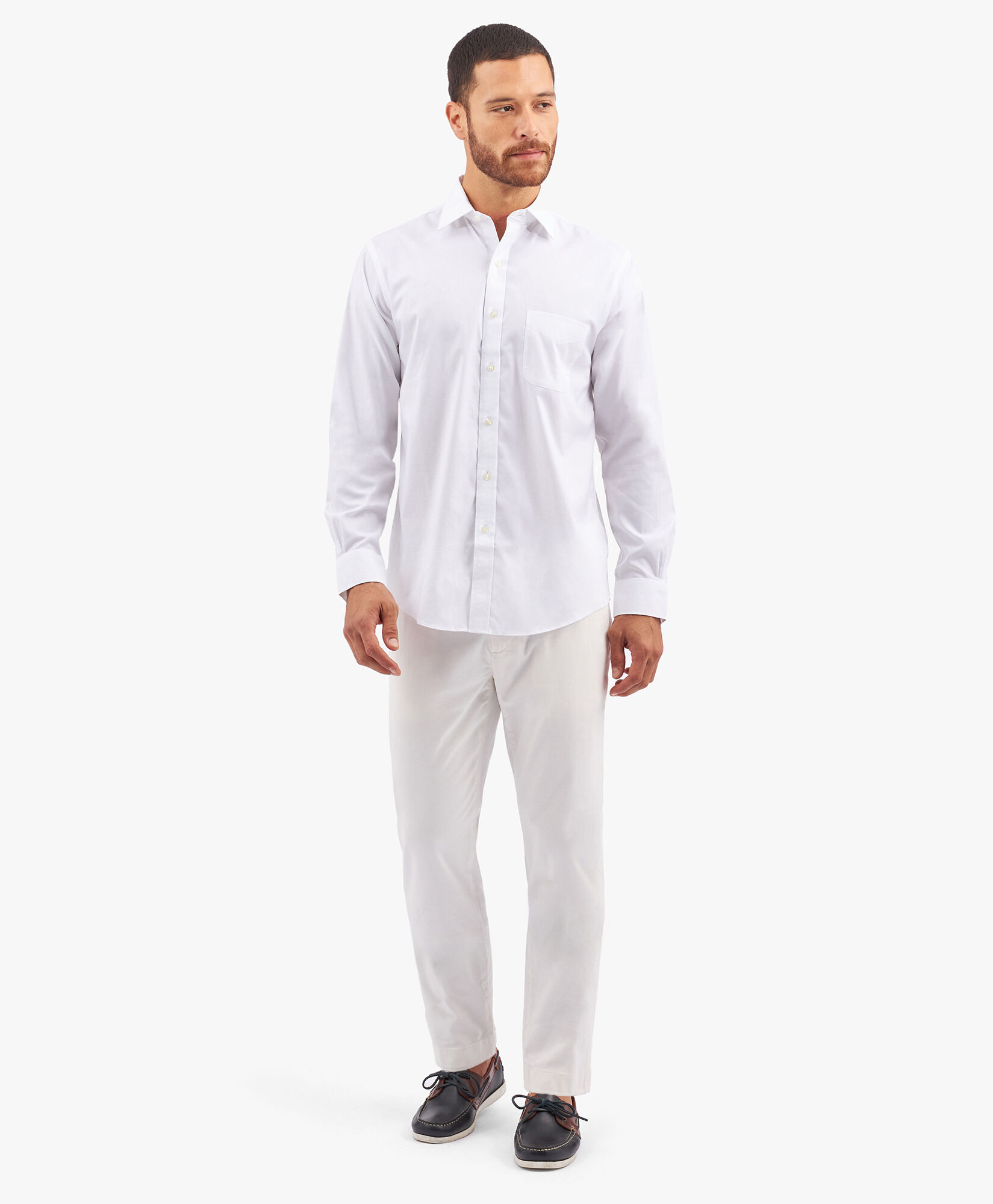 Brooks Brothers Chemise Regular Fit Non-Iron en Supima Oxford Pinpoint avec Col Ainsley Blanc 1000095080US100199365