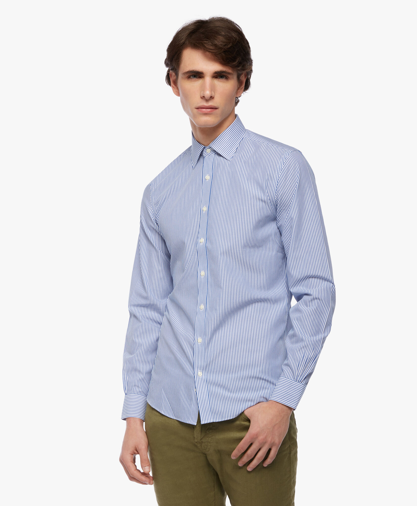 Chemise bleue ajustee en coton stretch non iron a col Ainsley en Bleu ciel pour homme Brooks Brothers EU
