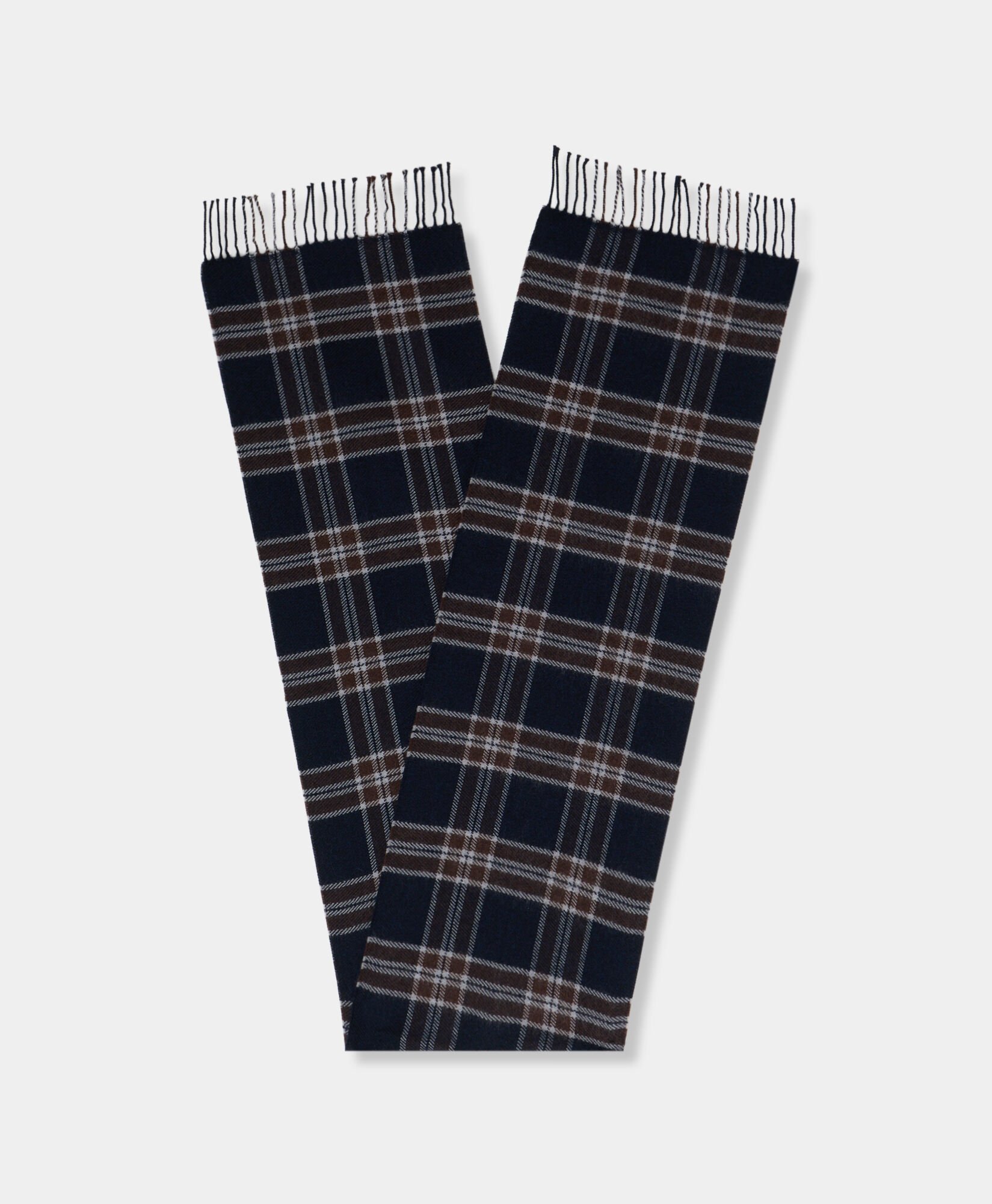 Brooks Brothers Plaid Wool Scarf Navy ACSCF020WOPWO001NAVYF001