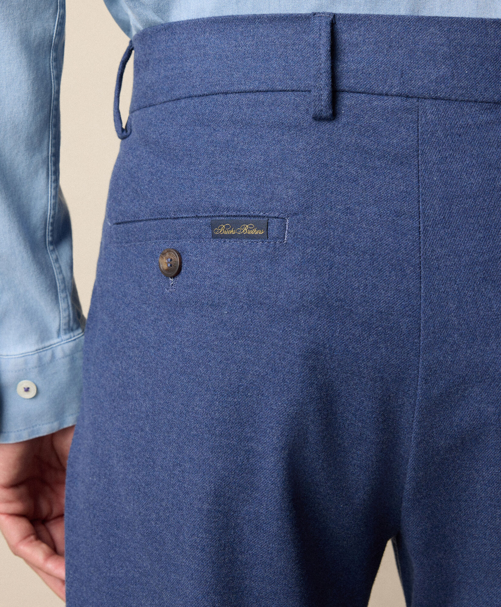 Brooks Brothers Regular Fit Cotton Flannel Chino Light Blue CPCHI063COBSP001LTBLP001