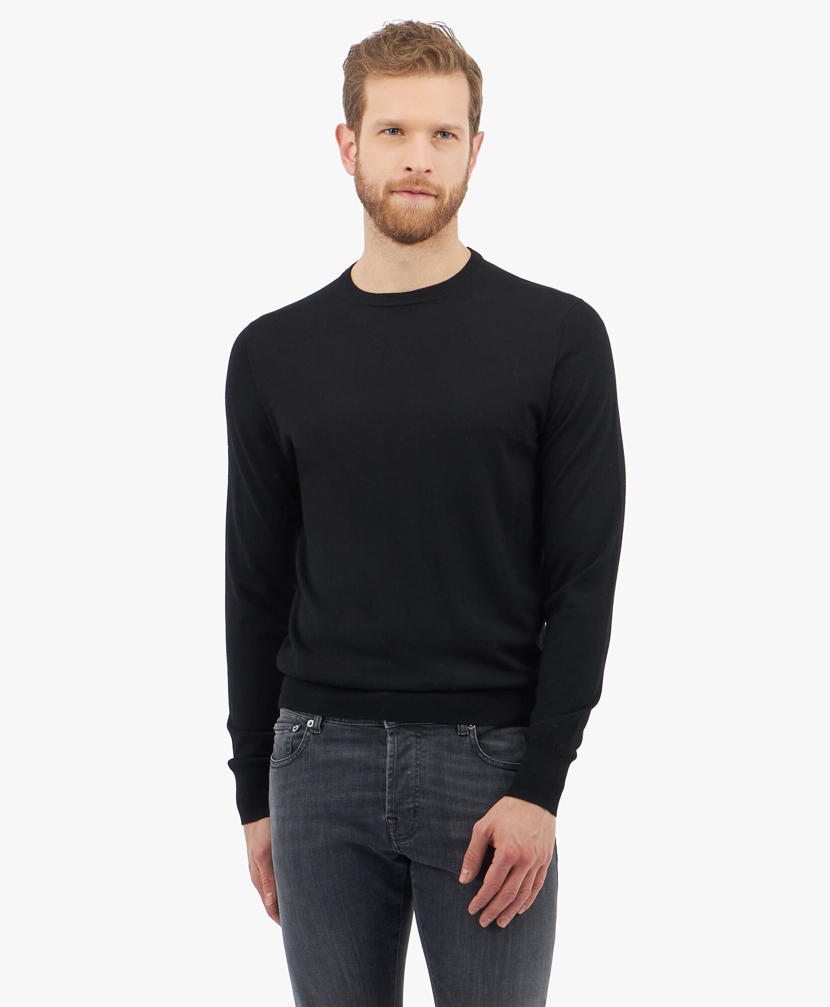 Merino Wool Crew Neck Sweater in Black Brooks Brothers EU
