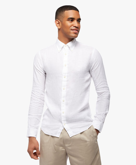 Brooks Brothers Milano Slim-fit Linen Sport Shirt White 1000095332US100200078