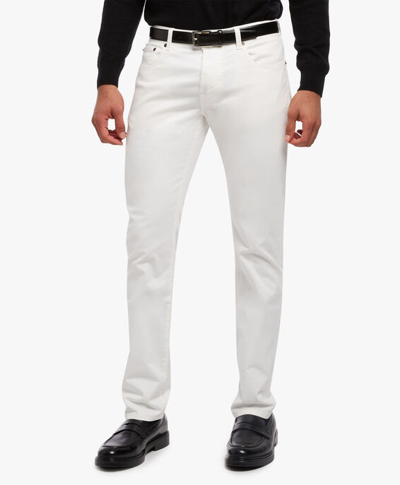 Brooks Brothers Pantalone in cotone elasticizzato a 5 tasche Bianco CPFPK003COBSP003OWHTP001