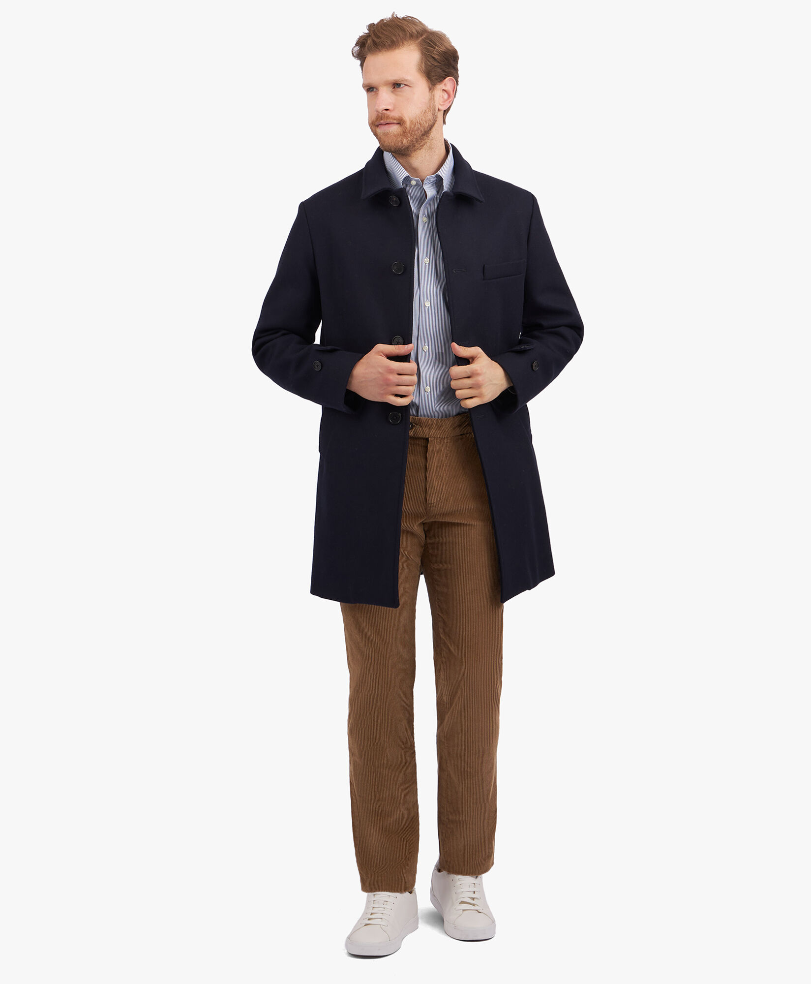 Brooks Brothers Regular Fit Non-Iron Oxford Pinpoint Stretch Supima Shirt with Button Down Collar Navy 1000095113US100199473