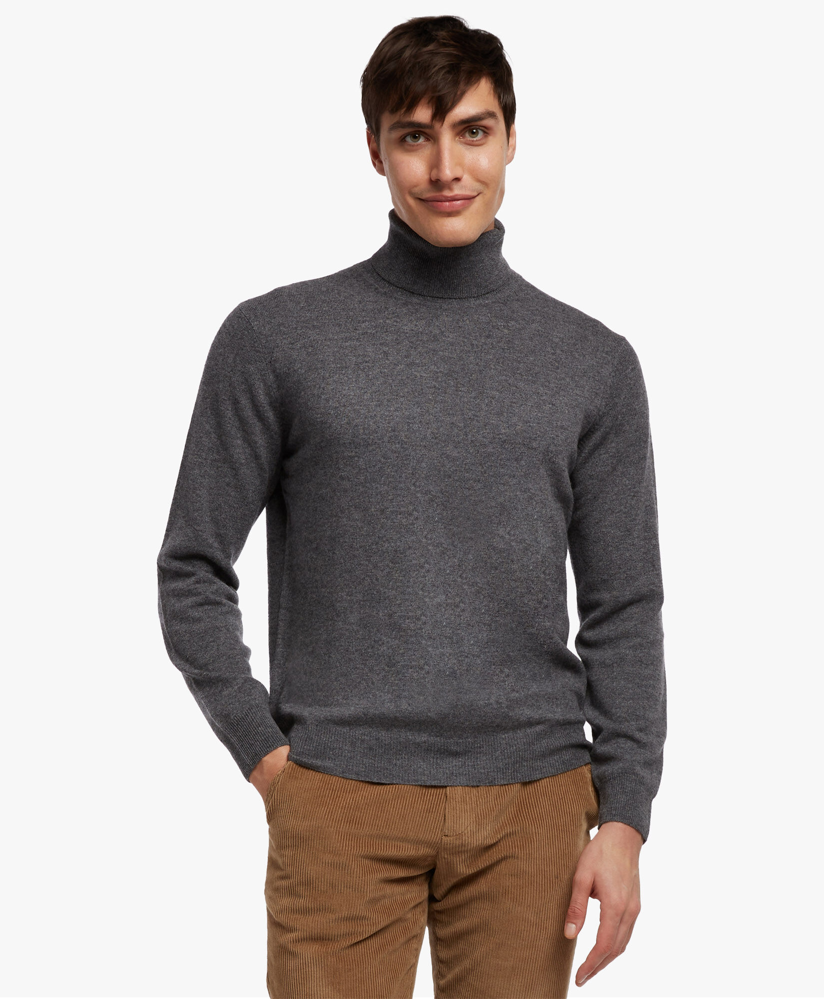 Wool and Cashmere Turtleneck Sweater in Mid Grey for Men Brooks Brothers EU