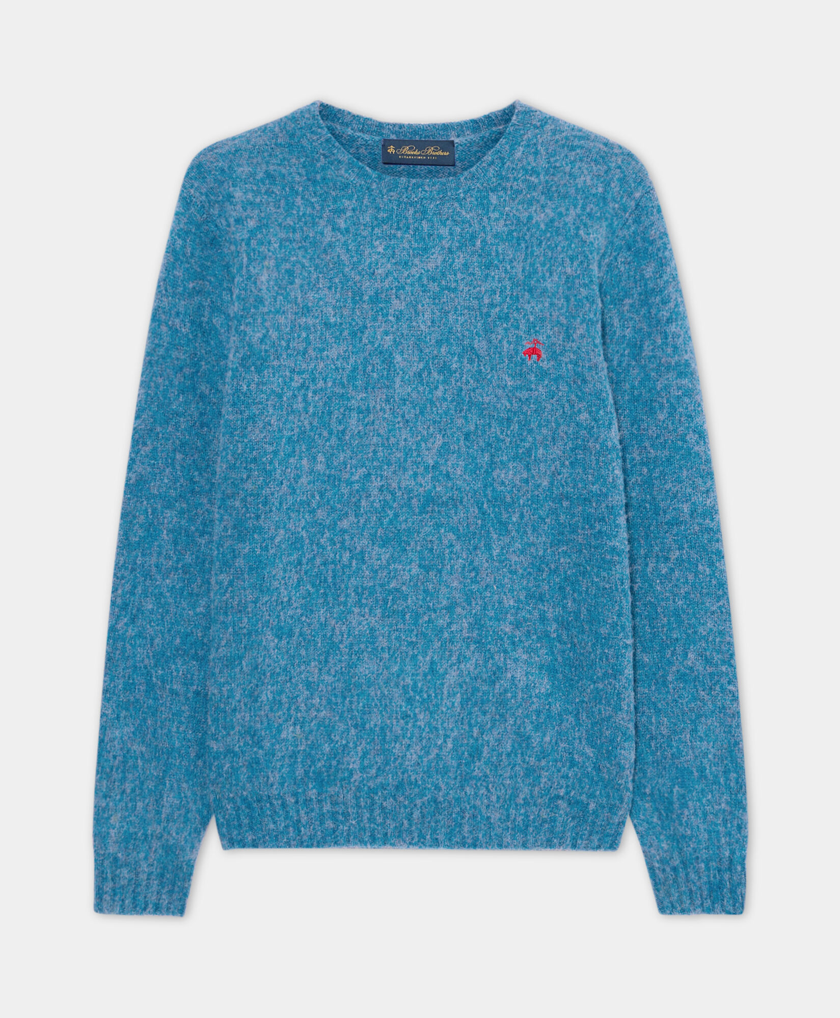 Brooks Brothers Pull Ras du Cou en Laine Shetland Ciel KNCRN064WOPWO005SKYP0001