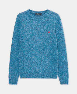 Brooks Brothers Shetland Wool Crewneck Sky KNCRN064WOPWO005SKYP0001