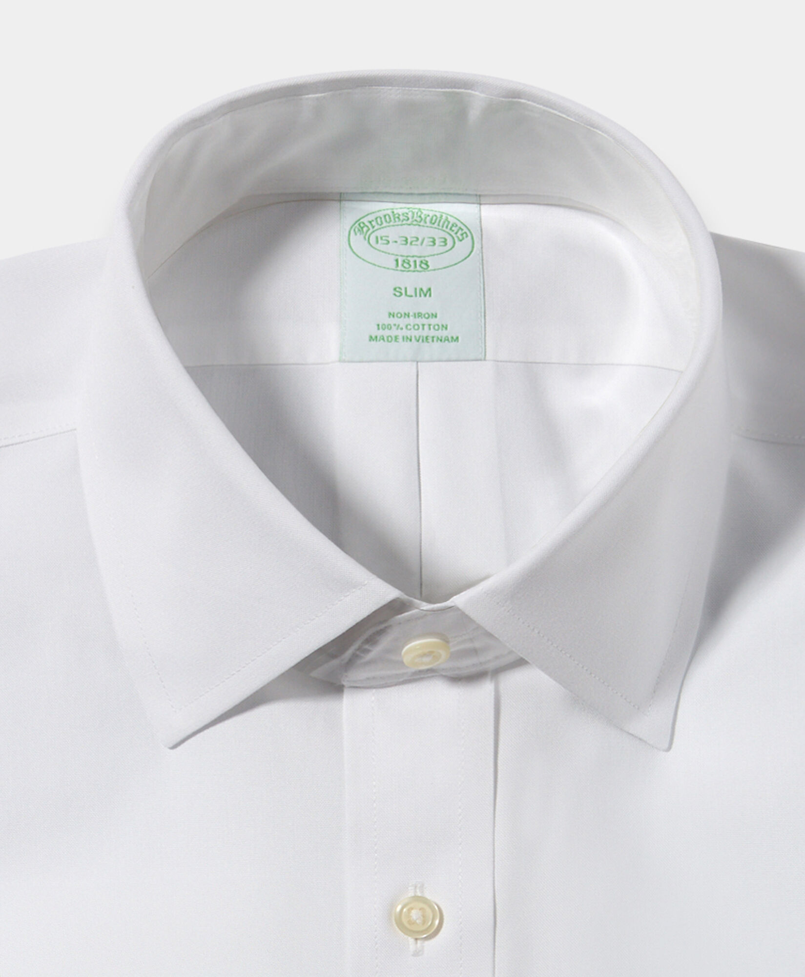 Brooks Brothers Slim Fit Non-Iron Oxford Pinpoint Shirt with Ainsley Collar White 1000096589US100202510