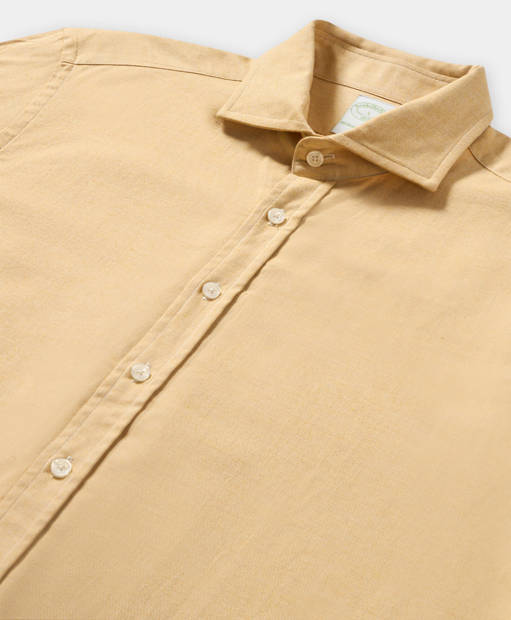 Brooks Brothers Slim Fit Melange Cotton Flannel Shirt with Spread Collar Ochre CSHSP011COPCO001YELLP002