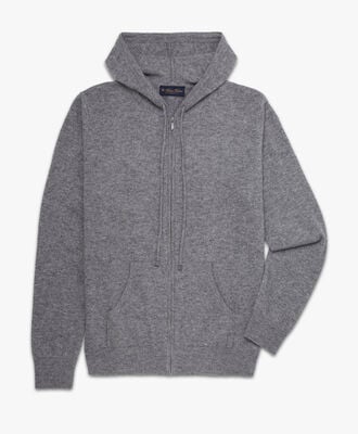 Pull à capuche en laine et cachemire en Gris clair pour homme