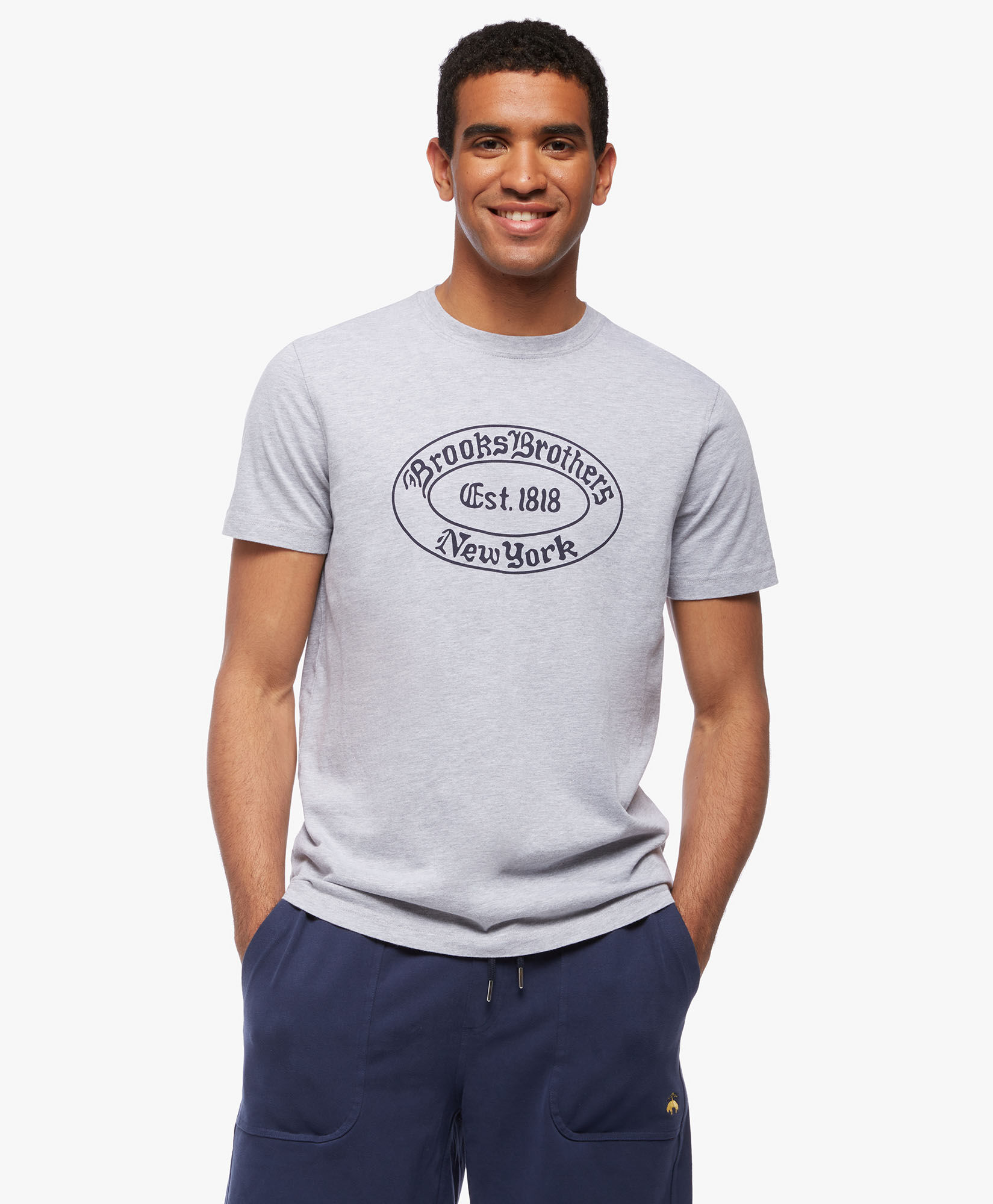 Brooks Brothers Label Graphic T Shirt in Medium Grey Brooks Brothers EU