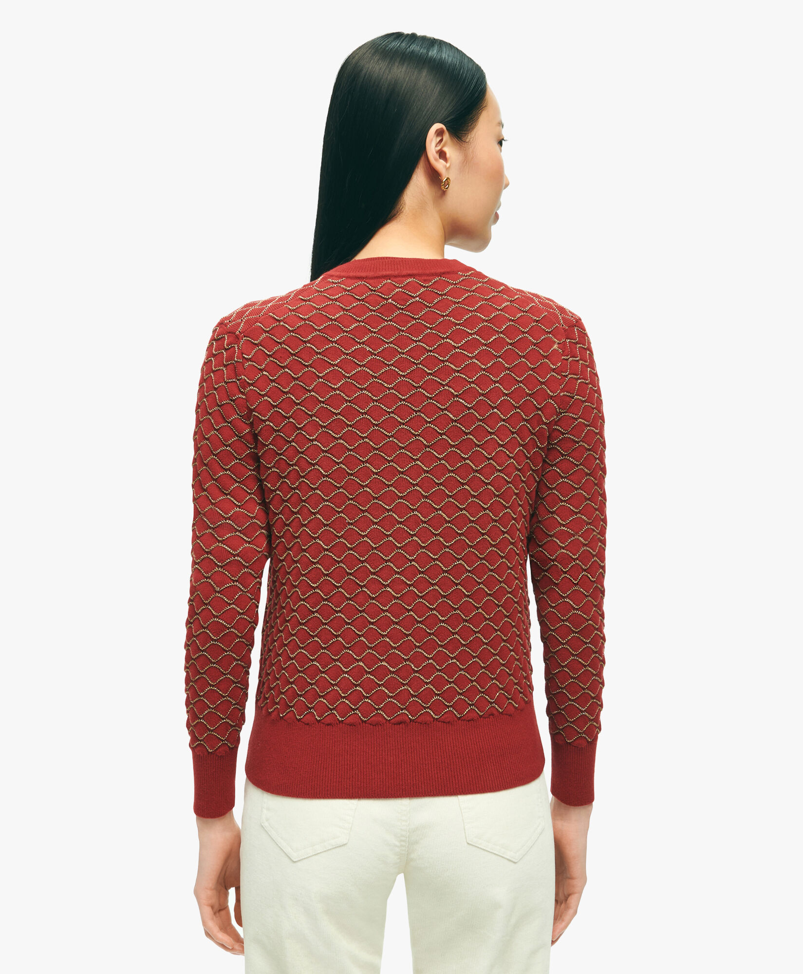 爆買い！ Cardigan Brooks | Donna da Rosso in oro e rosso cotone in トップス
