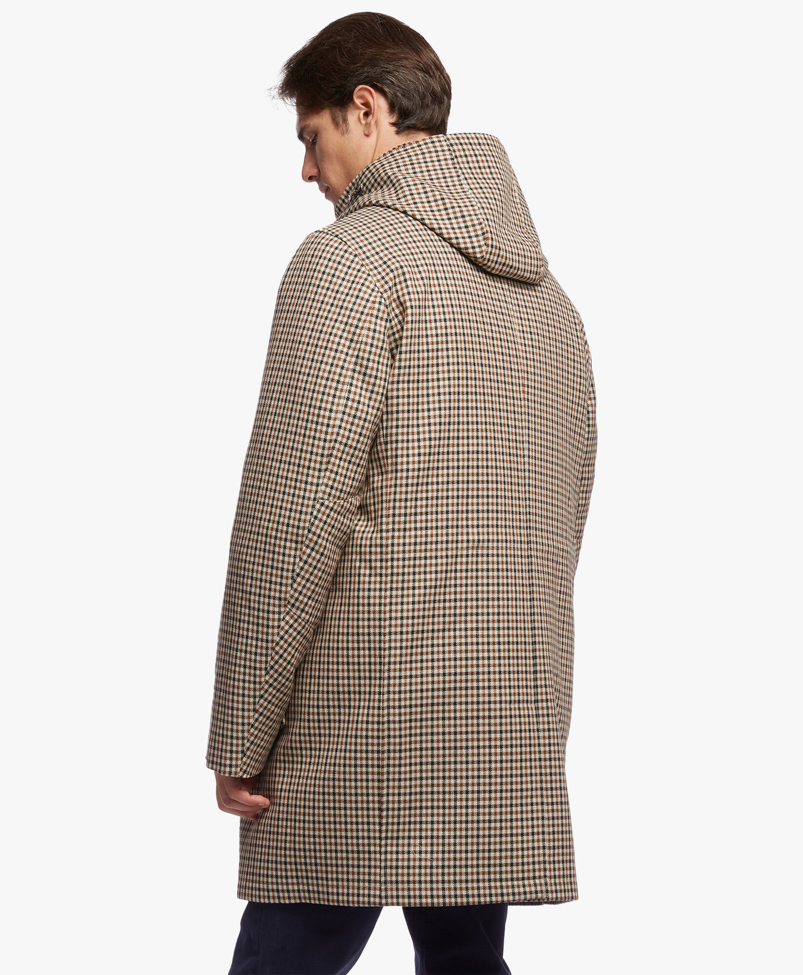 3 In 1 Italian Wool Parka in Beige Check for Men Brooks Brothers UK