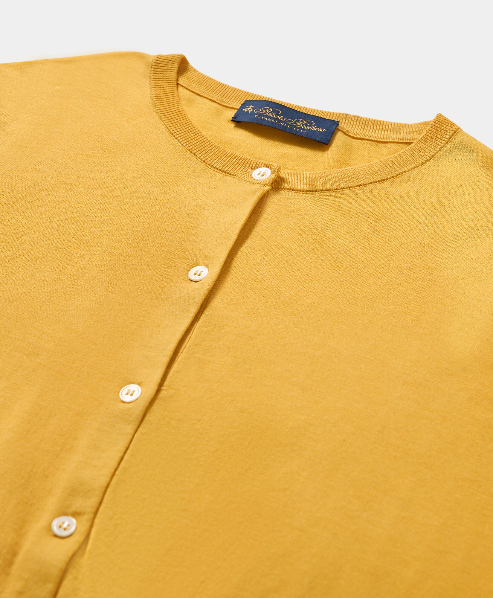 Brooks Brothers Cardigan en Mélange de Soie Jaune KNCAR012SEBLI002YELLP001