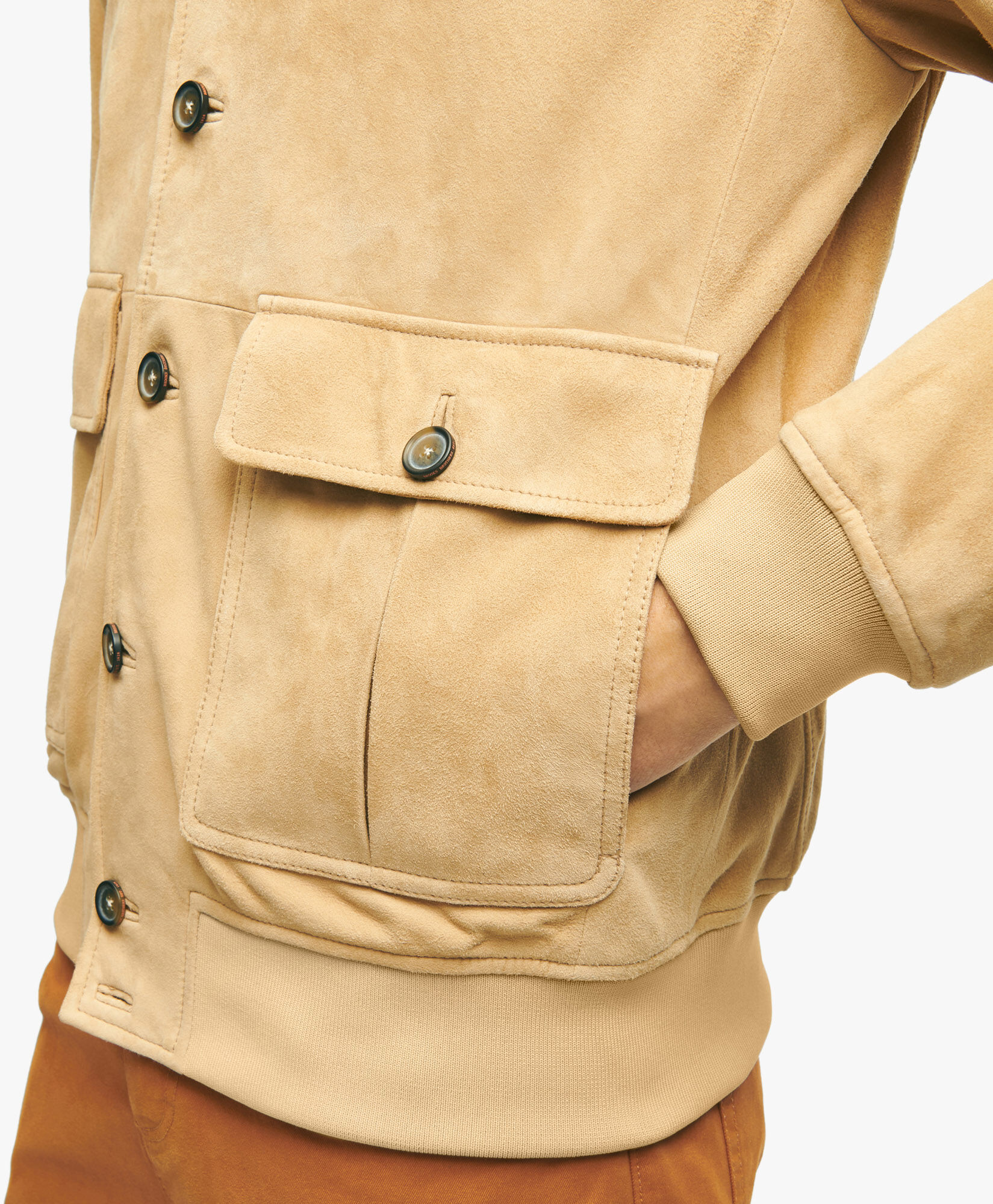 Sueded Leather Jacket in Light Beige for Men | Brooks