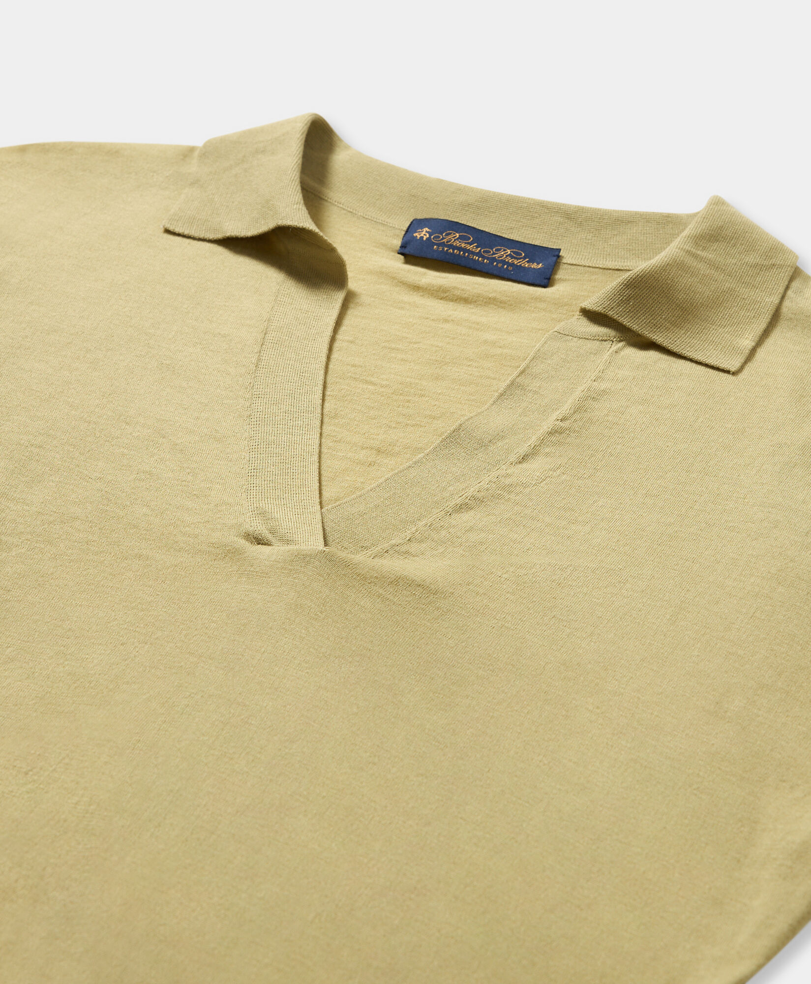 Brooks Brothers Polo en Mélange de Soie avec Col Johnny Menthe KNPOL023SEBLI002MINTP001
