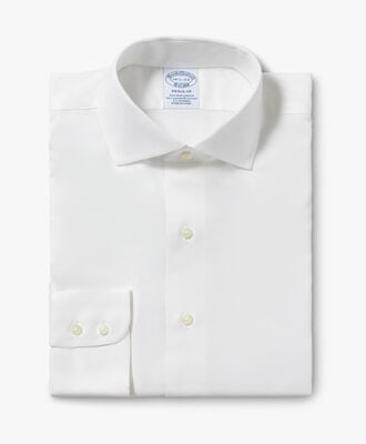 Brooks Brothers Regular Fit Non-Iron Stretch Twill Shirt with English Collar White 1000097508US100205358