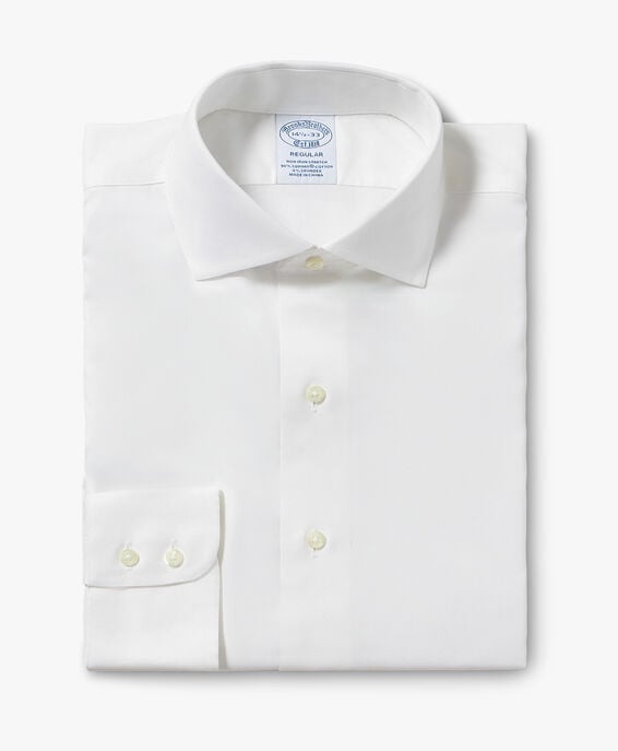 Brooks Brothers Camisa de algodón elástico blanca non-iron corte regular con cuello inglés abierto Blanco 1000097508US100205358