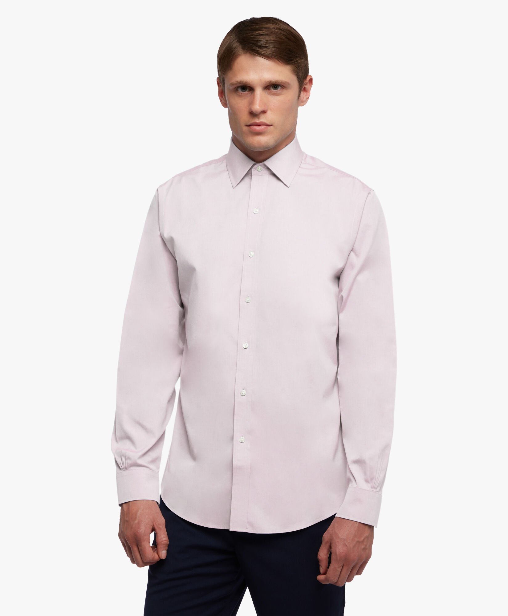 Camisa rosa pastel regular fit non iron de algodon con cuello ainsley en Rosa Claro Pastel de hombre Brooks Brothers EU