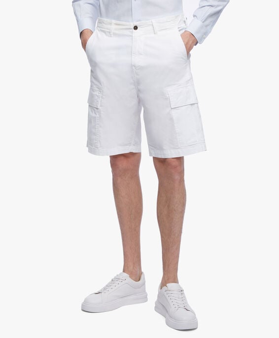 Brooks Brothers Pantalón corto cargo de algodón elástico Blanco CPRER002COBSP002WHITP001