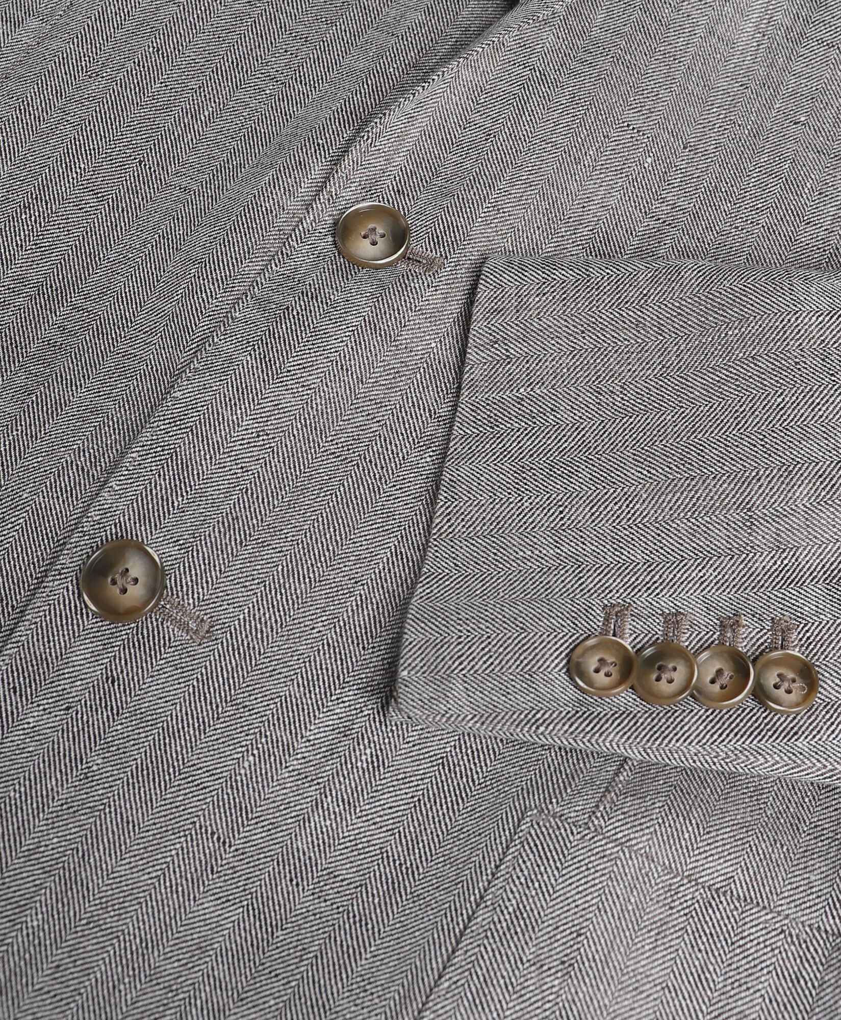 Brooks Brothers Herringbone Design Linen Blazer Light Brown JKREG063LIPLI001LTBRF001