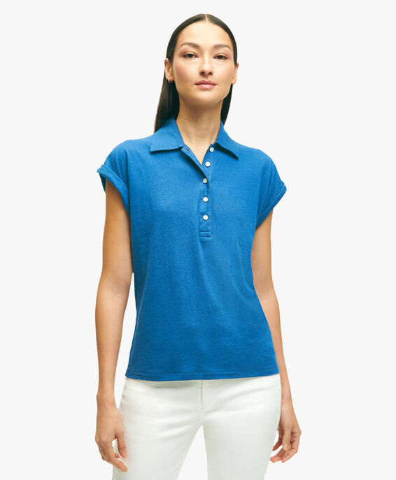 Brooks Brothers Polo à manches courtes en lin Marine 1000094008US100199538