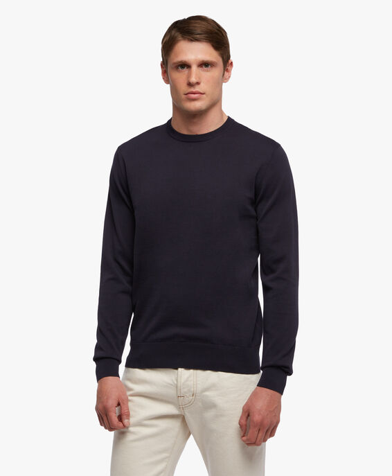 Brooks Brothers Navy Cotton Sweater Navy KNCRN008COPCO002NAVYP001