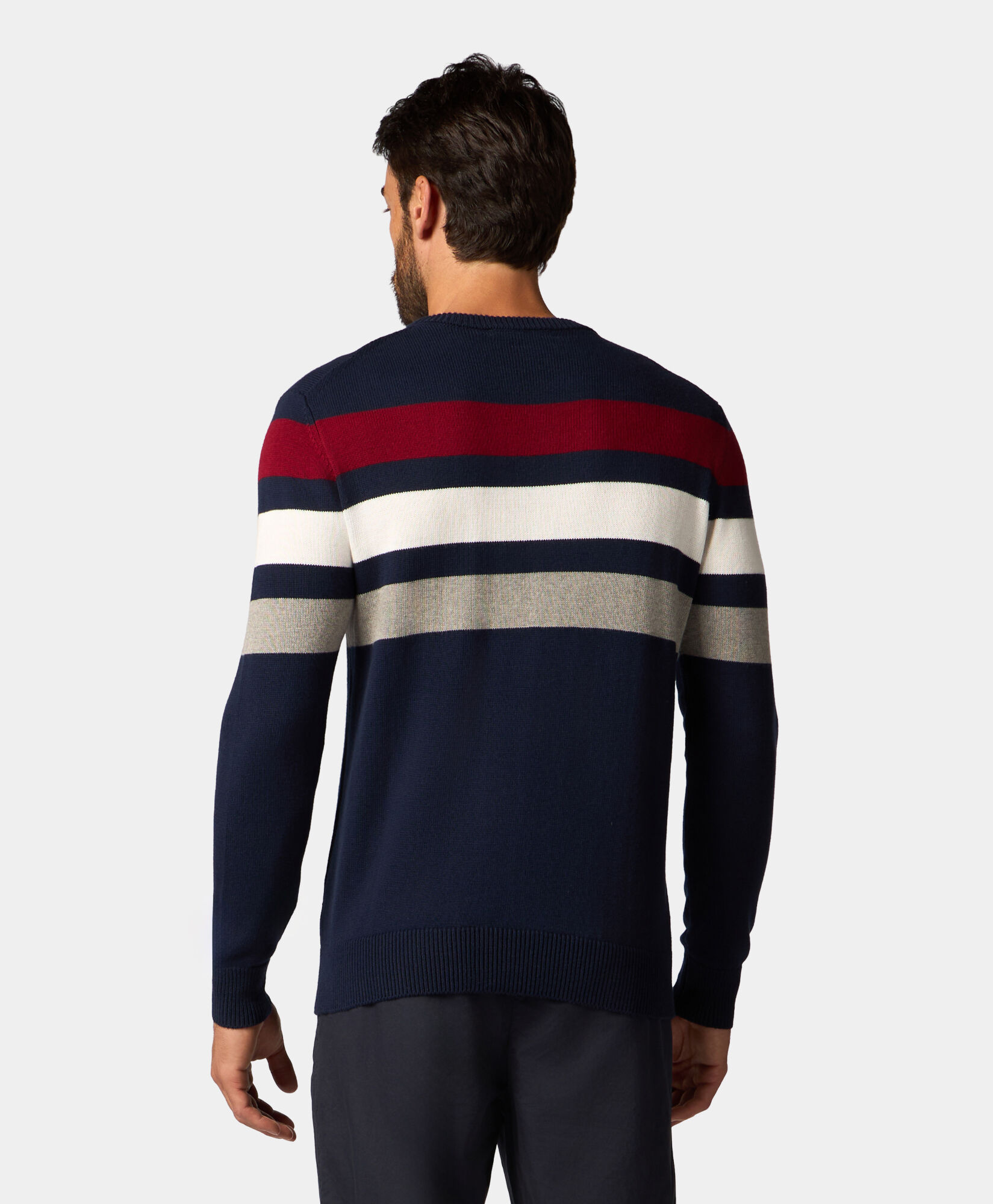 Brooks Brothers Striped Cotton-Cashmere Sweater Blue KNCRN041COBWO002BLUEF001