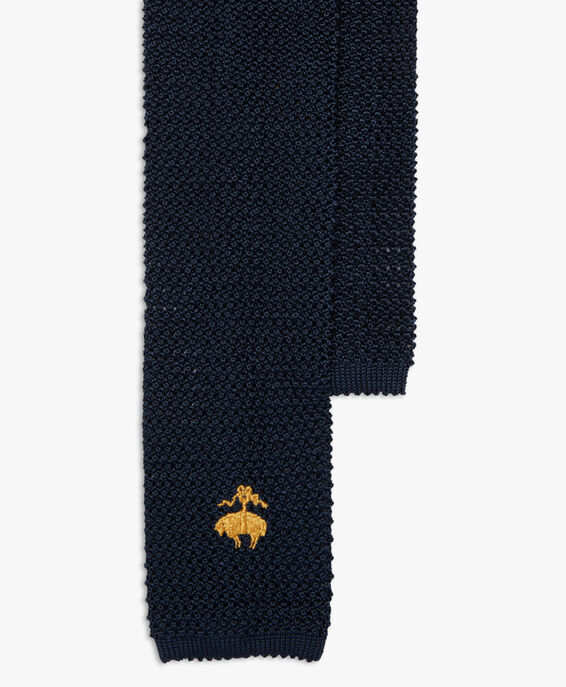 Brooks Brothers Knitted Tie with Logo Navy ACNEK038SEPSE001NAVYP001