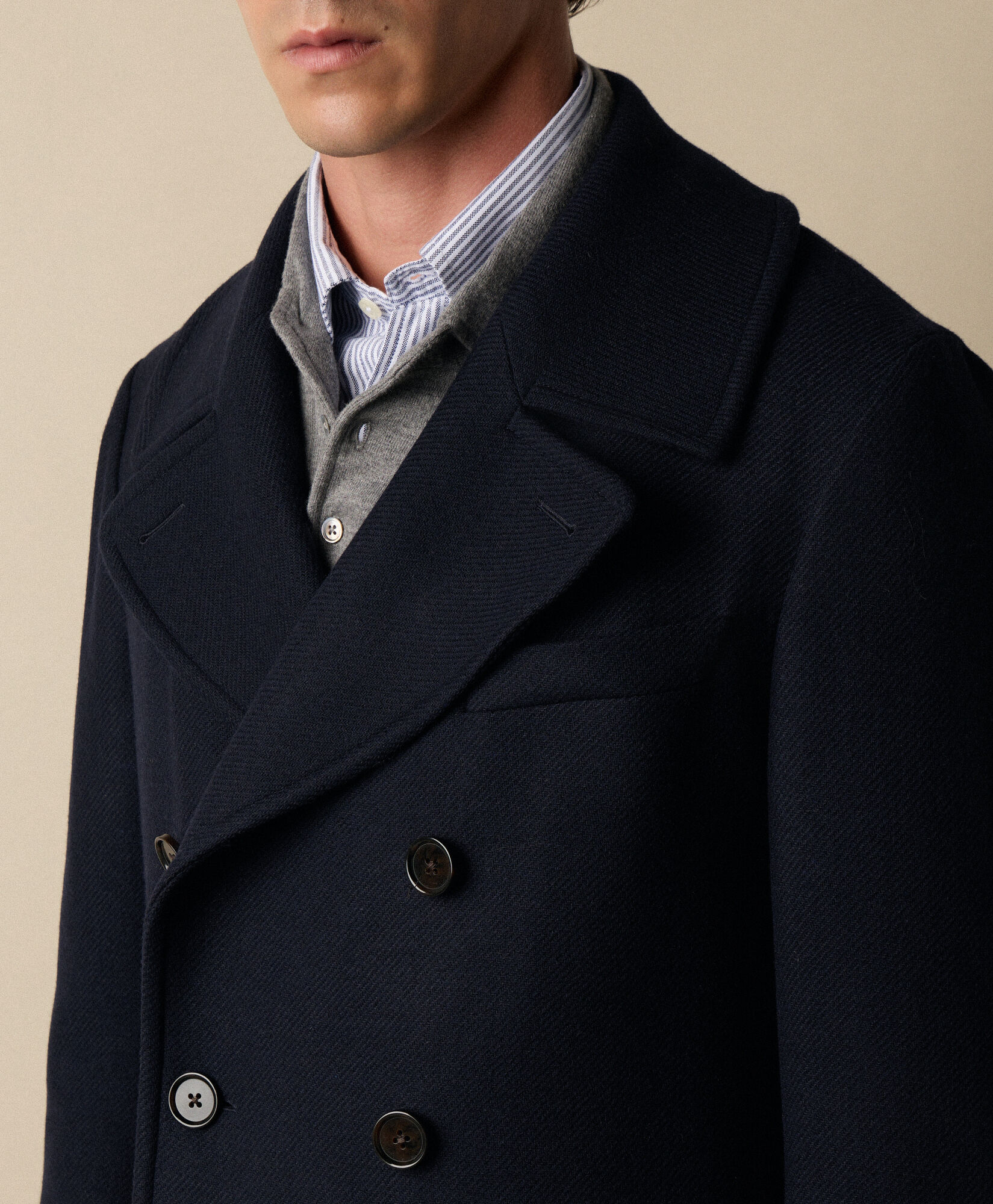 Brooks Brothers Manteau Croisé en Laine Sur Mesure Bleu Marine DRCOA009WOBPA009NAVYP001