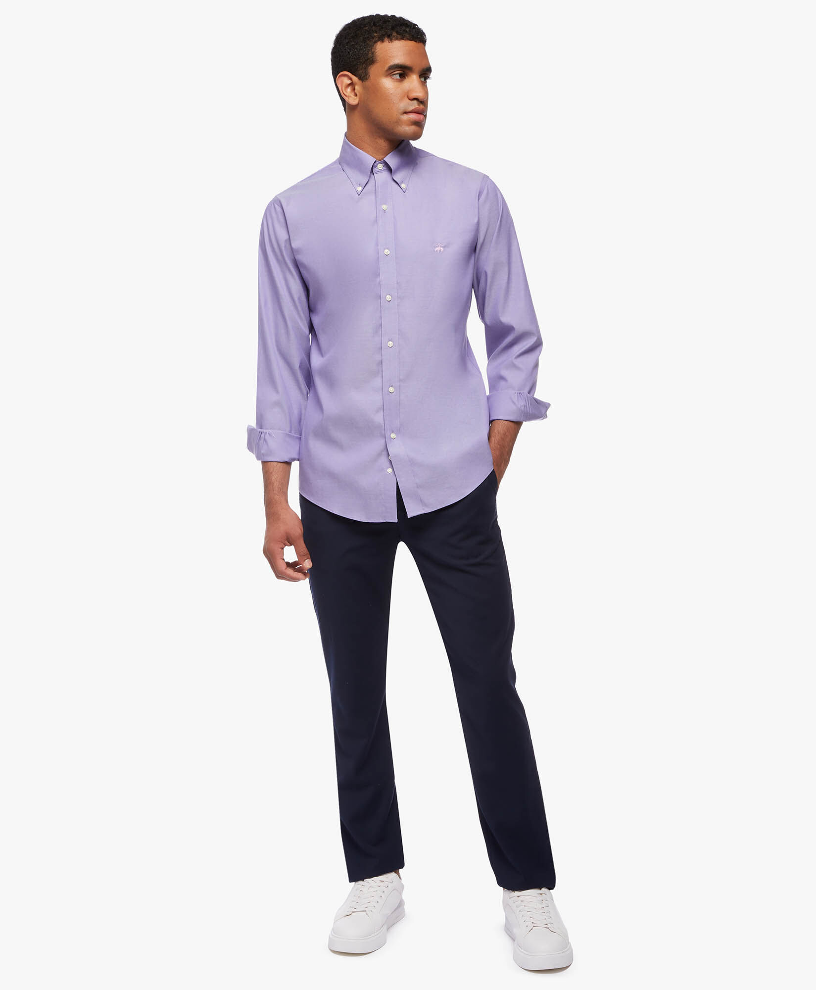 Chemise violette regular en coton stretch non iron a col button down en Pourpre pour homme Brooks Brothers EU