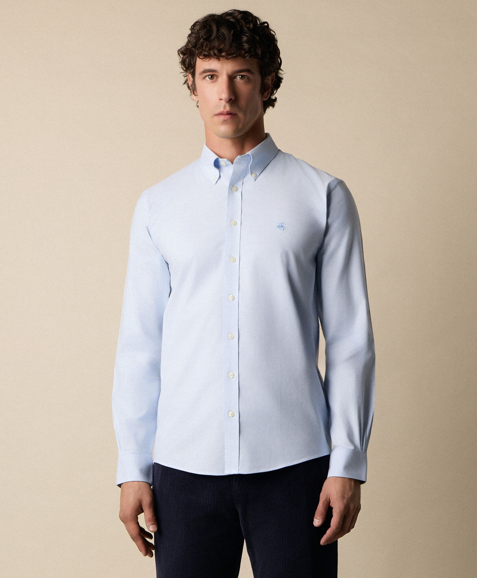 Brooks Brothers Chemise Slim Fit Oxford Non-Iron avec Col Button Down Bleu 1000095301US100199969