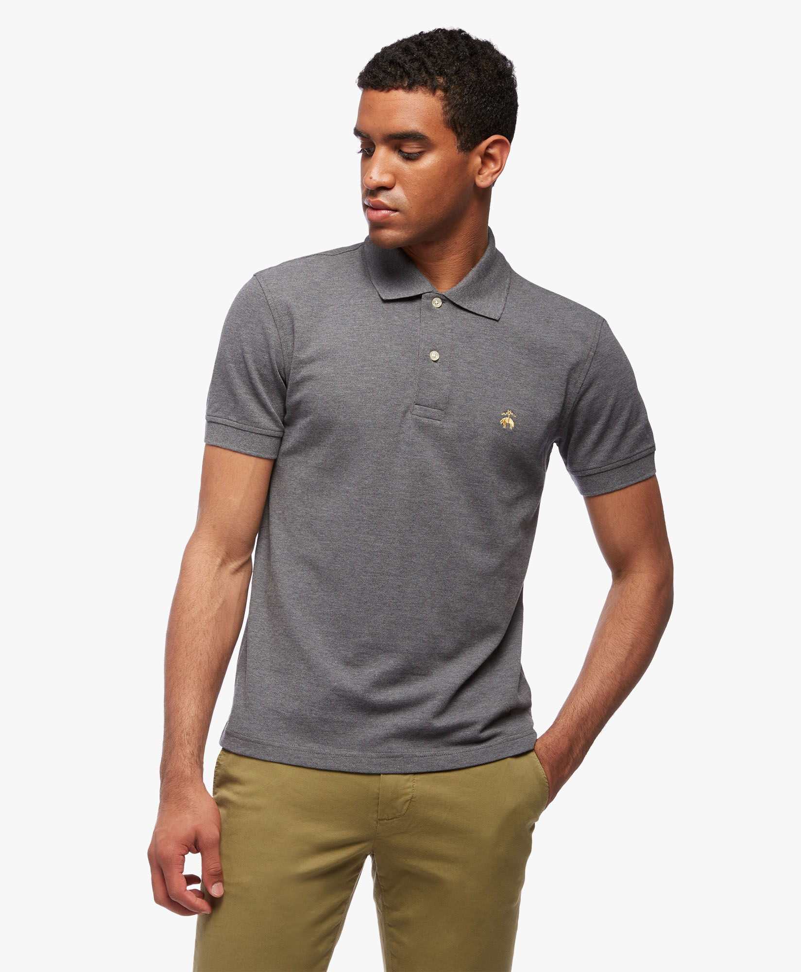Charcoal Slim Fit Golden Fleece Stretch Supima Polo Shirt in Charcoal for Men Brooks Brothers EU