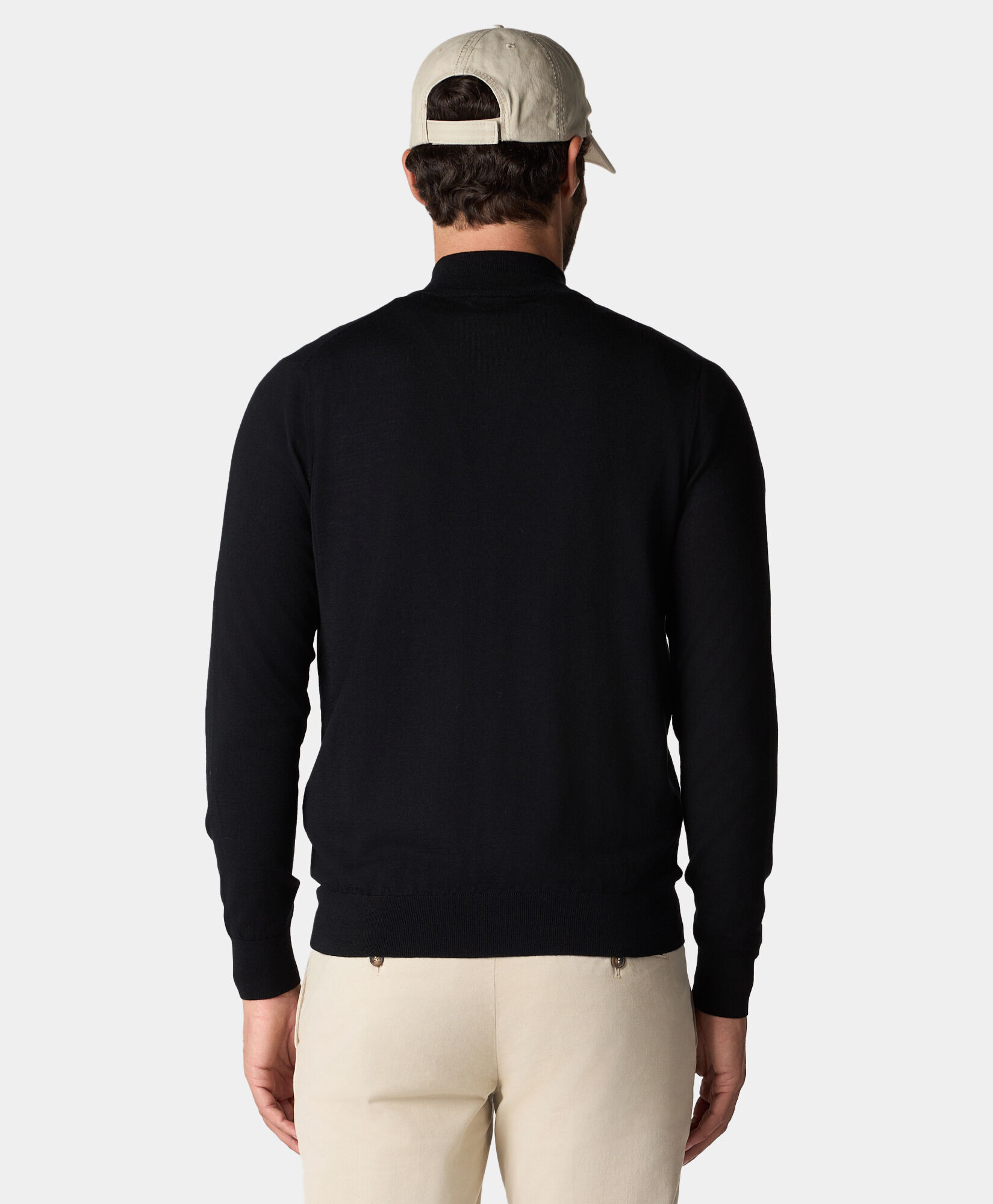 Merino Wool Full Zip Sweater in Black for Men Brooks Brothers UK