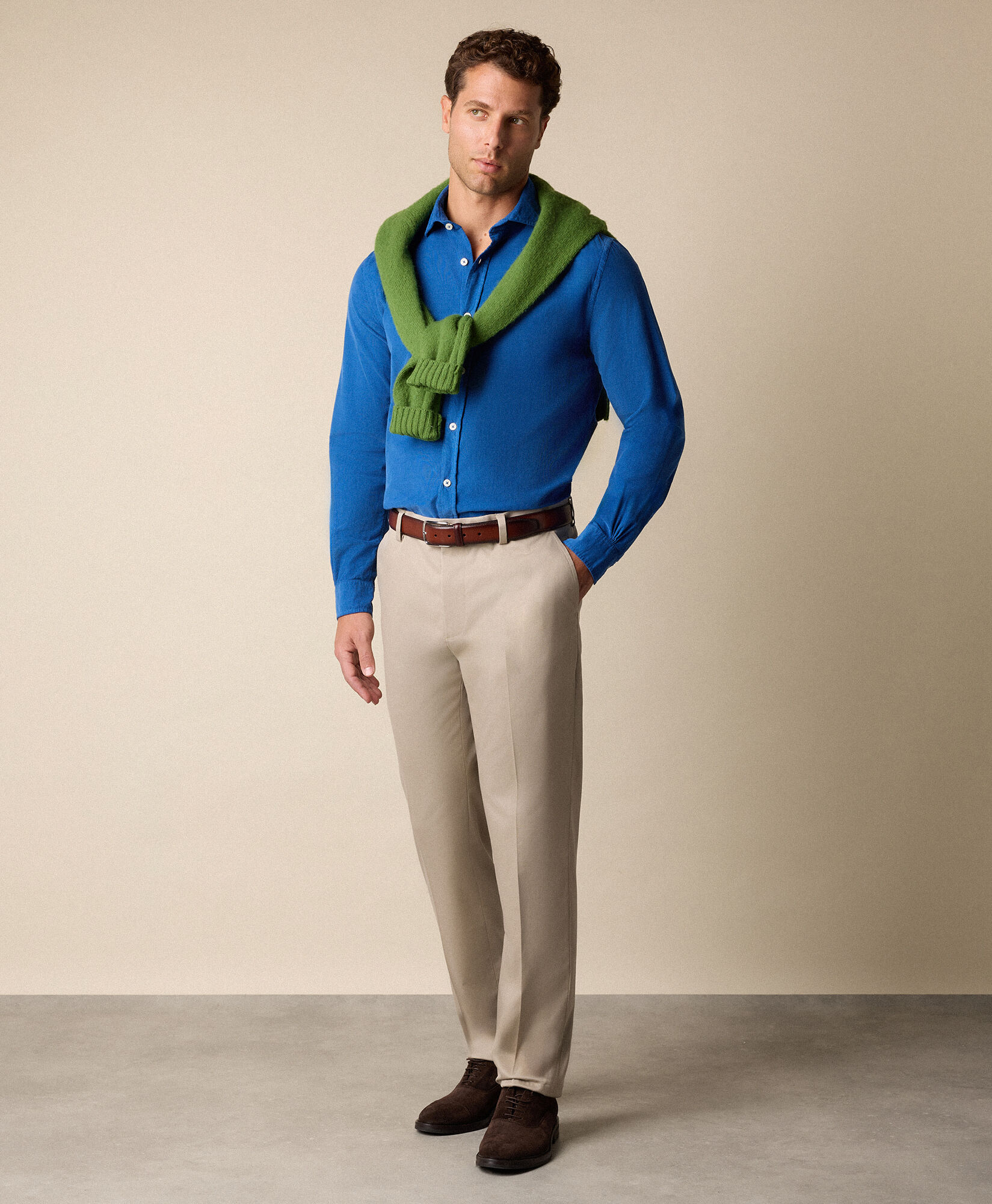 Brooks Brothers Slim Fit Cotton Corduroy Shirt with Spread Collar Blue CSHSP012COPCO001BLUEP001