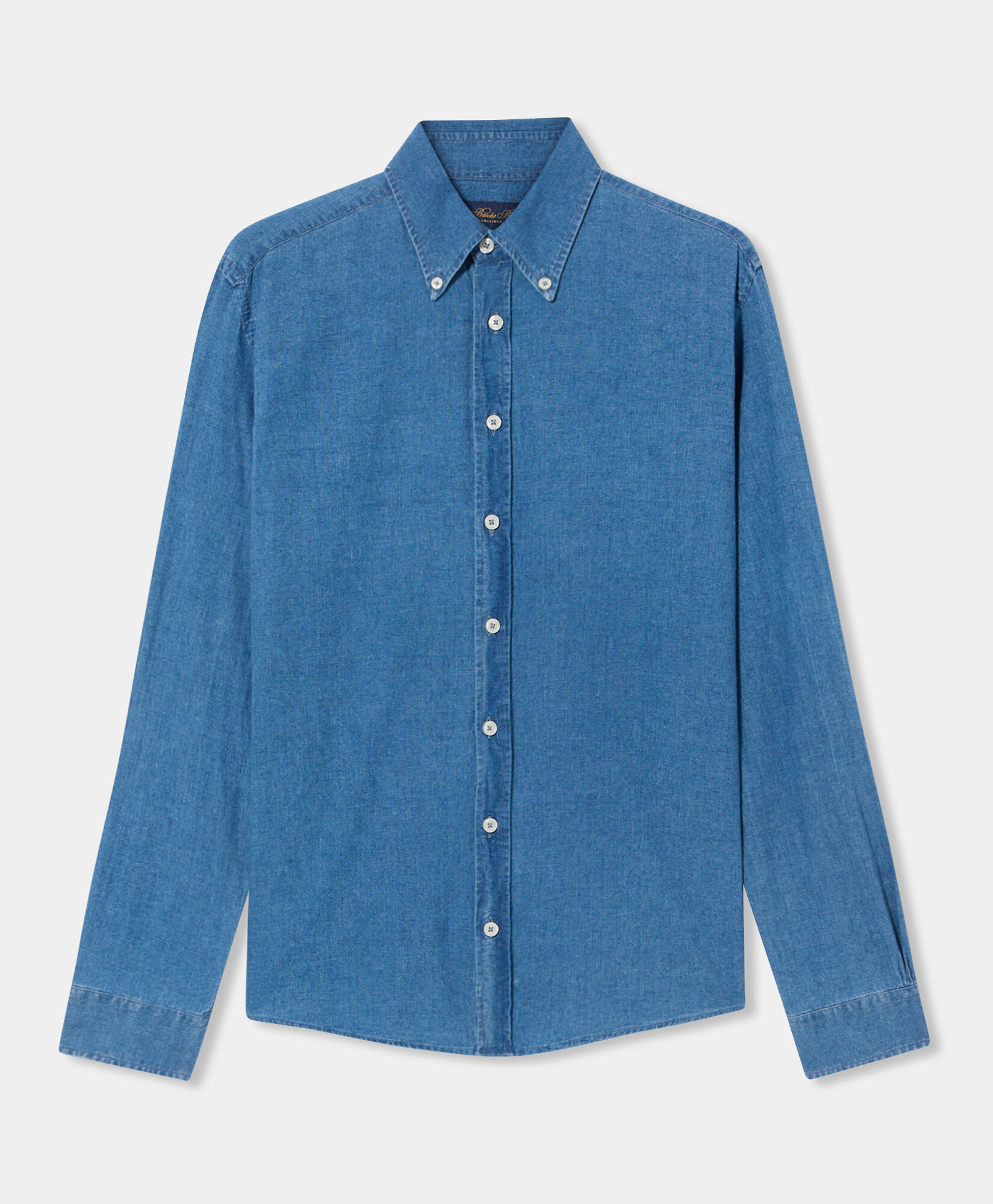 Brooks Brothers Chemise Slim Fit en Lin et Coton avec Col Button-Down Bleu Clair CSHBD008LIBCO001LTBLP001