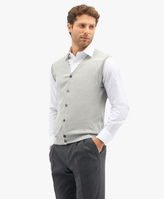 Brooks Brothers Light Grey Silk-Cashmere Blend Sweater Vest Light Grey KNTVE001SEBWS001LTGRP001