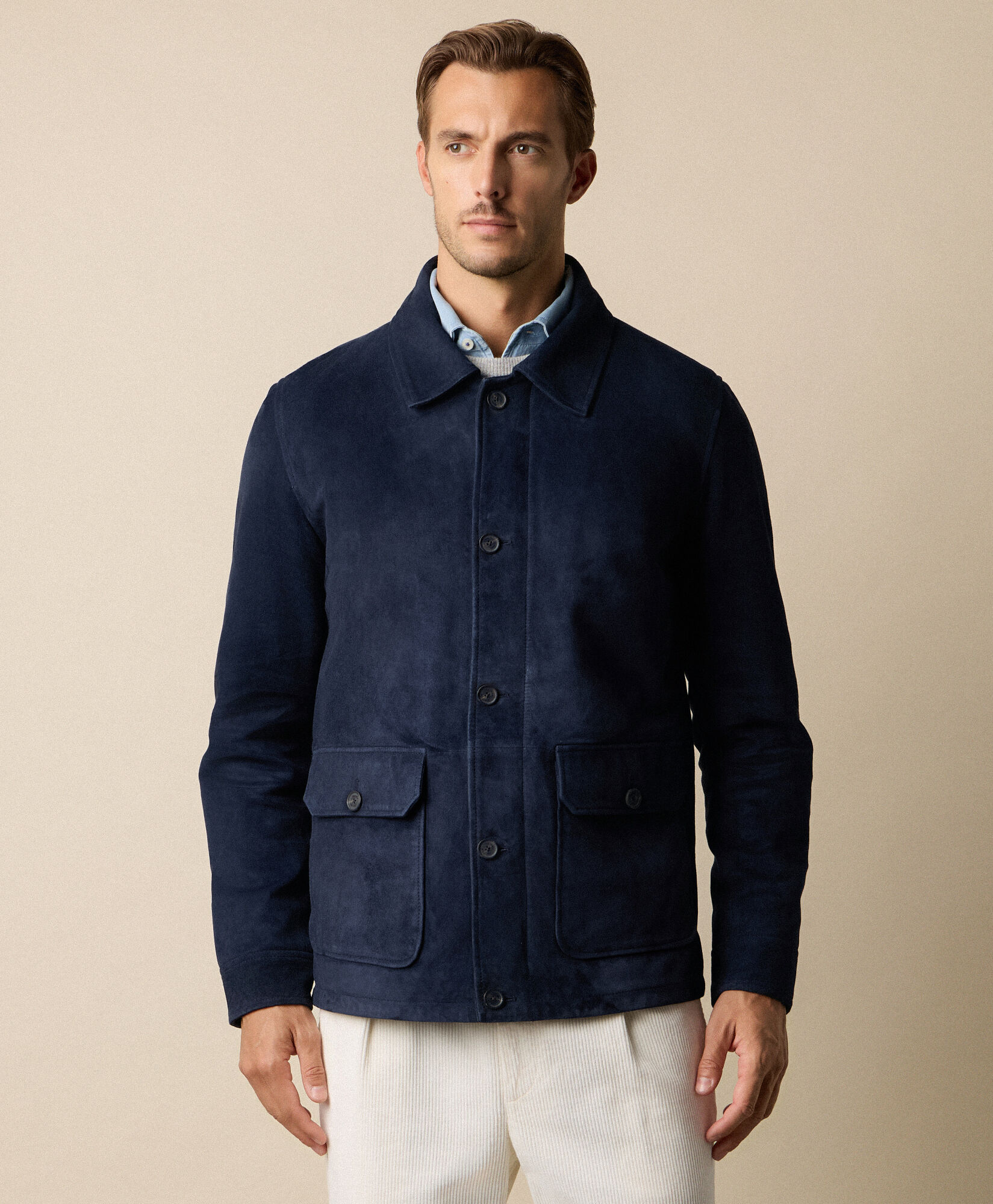 Brooks Brothers Surchemise en Daim Bleu COJKT019LTPLT004BLUEP001