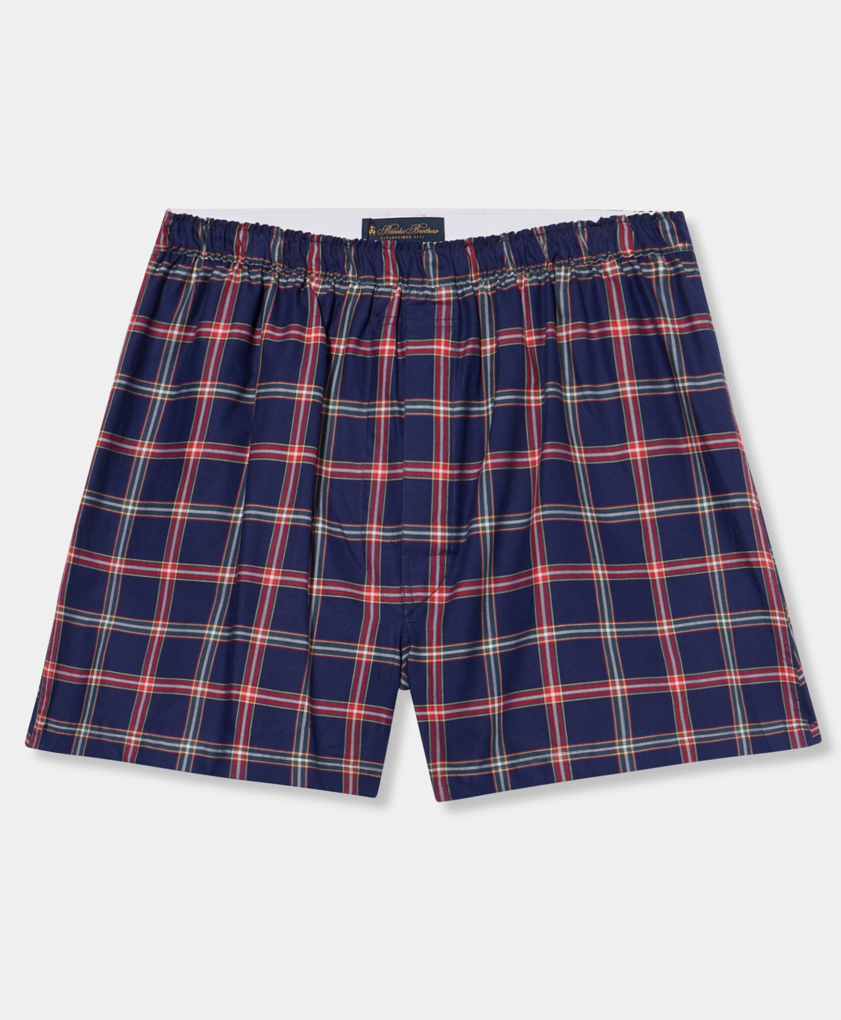 Brooks Brothers Plaid Cotton Boxer Shorts Blue UNDER016COPCO001BLUEF001