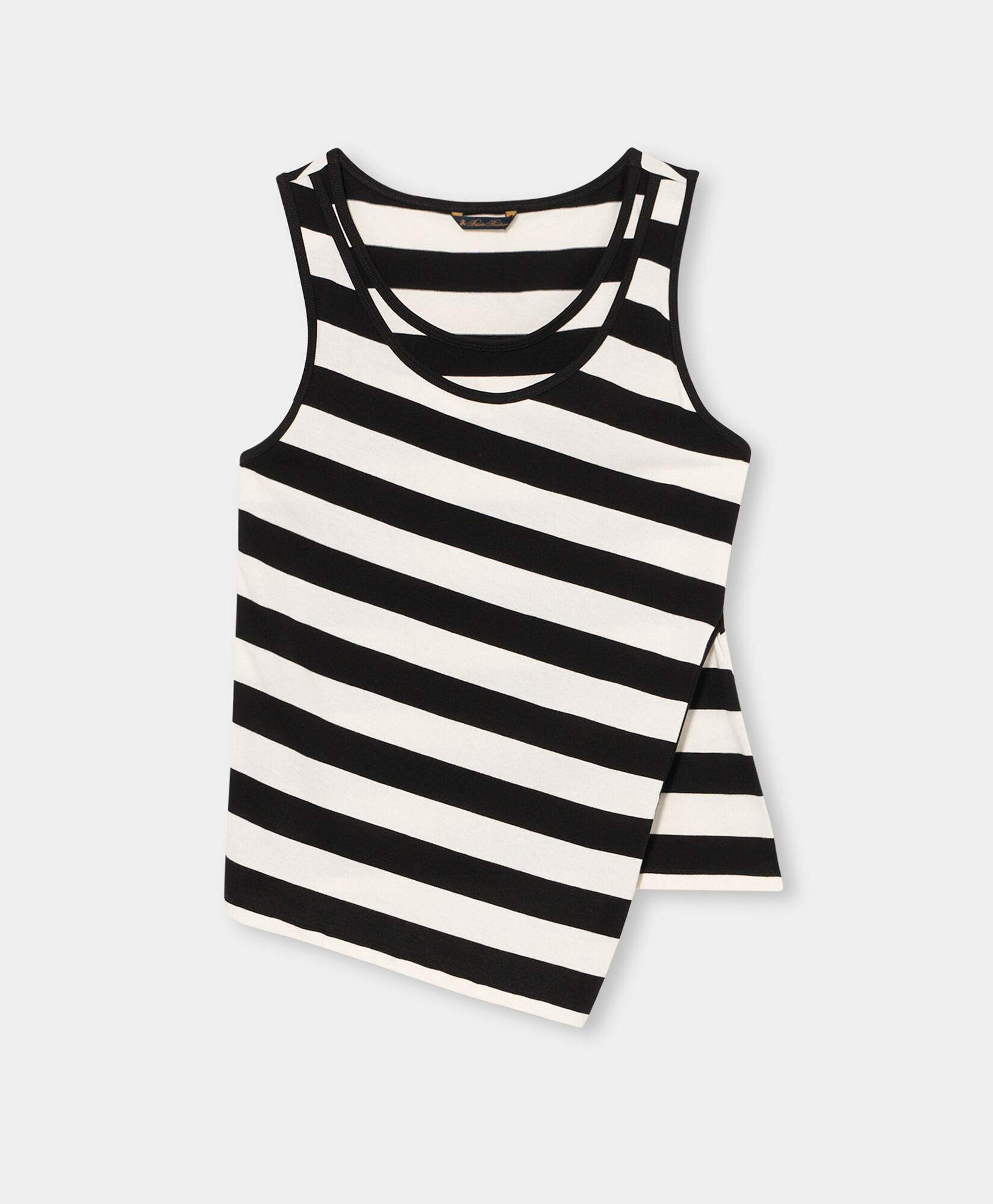 Brooks Brothers Slim Fit Striped Cotton Jersey Tank Top with Logo Embroidery White KNTOP002COPCO001WHITF001