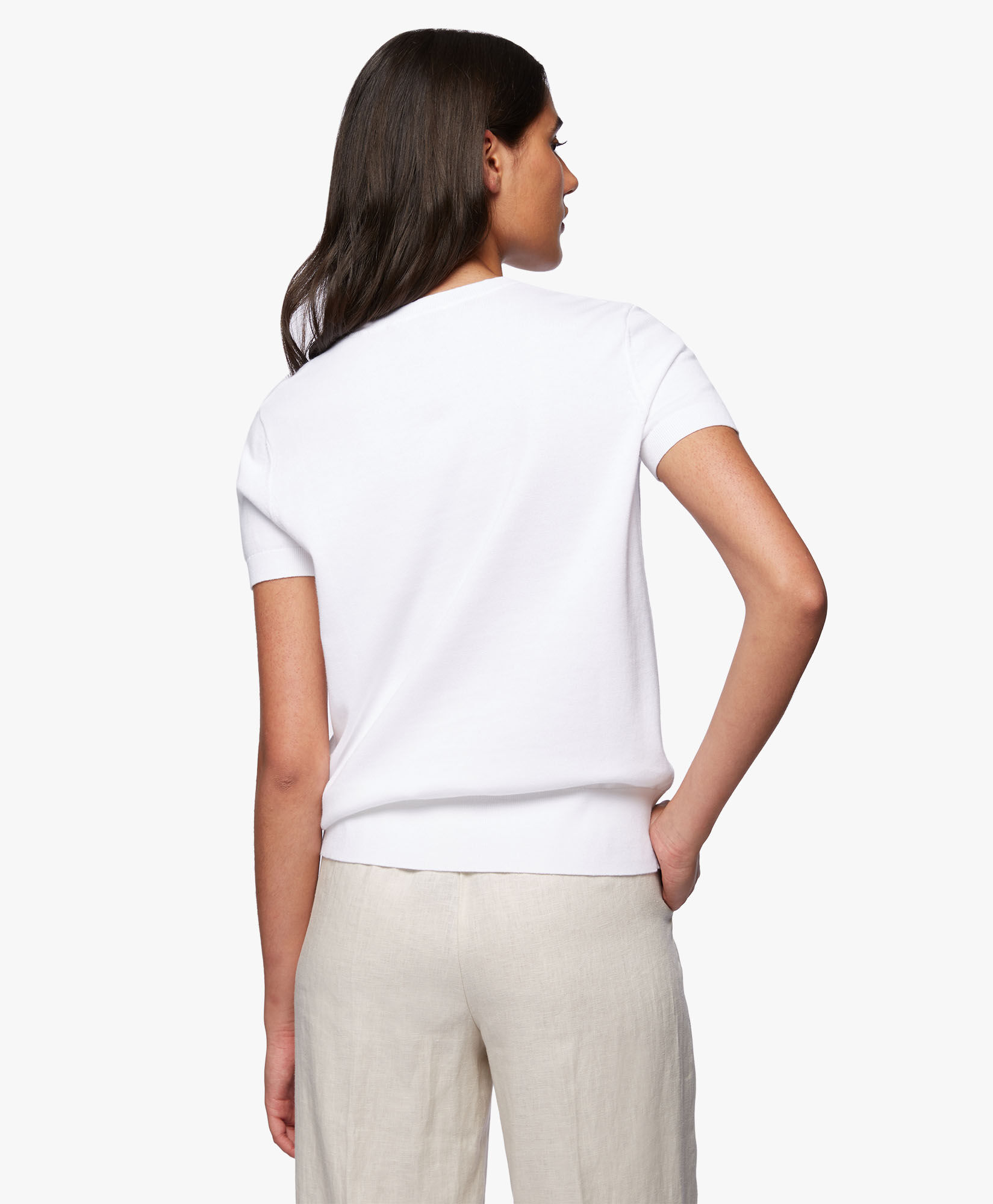 Women's short sleeve white sweater top