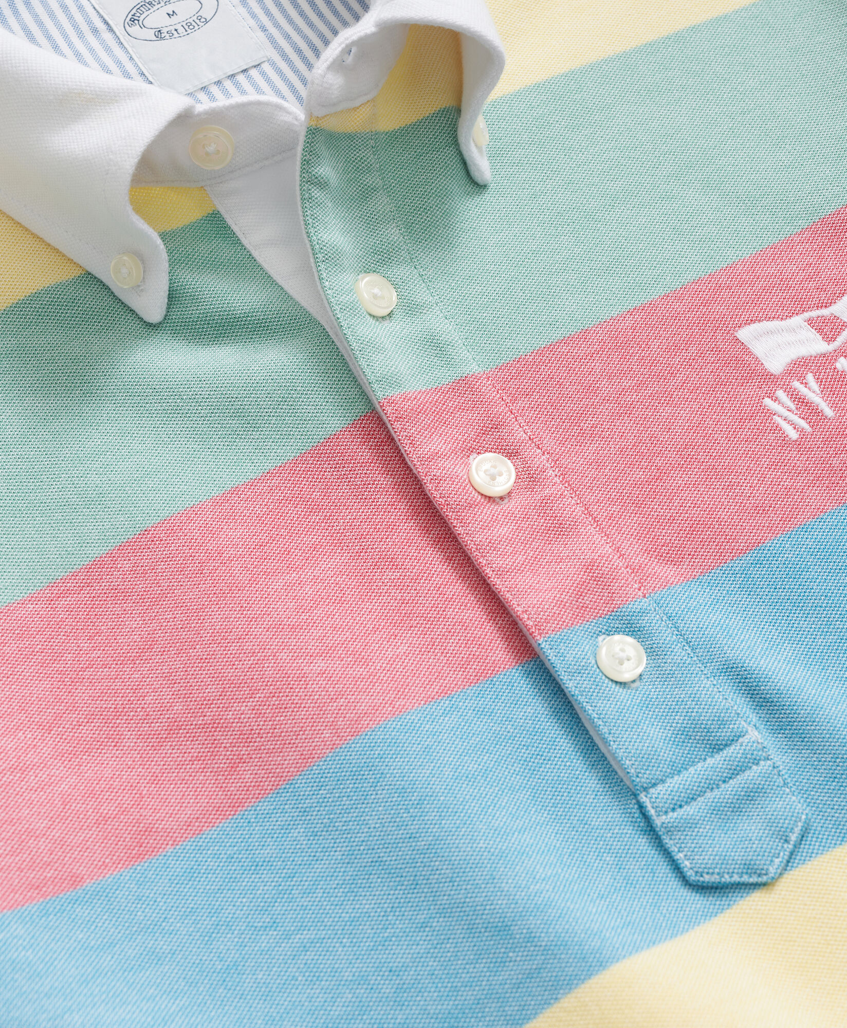 Brooks Brothers Striped Rugby Pique Polo Blue 1000103142US100217664