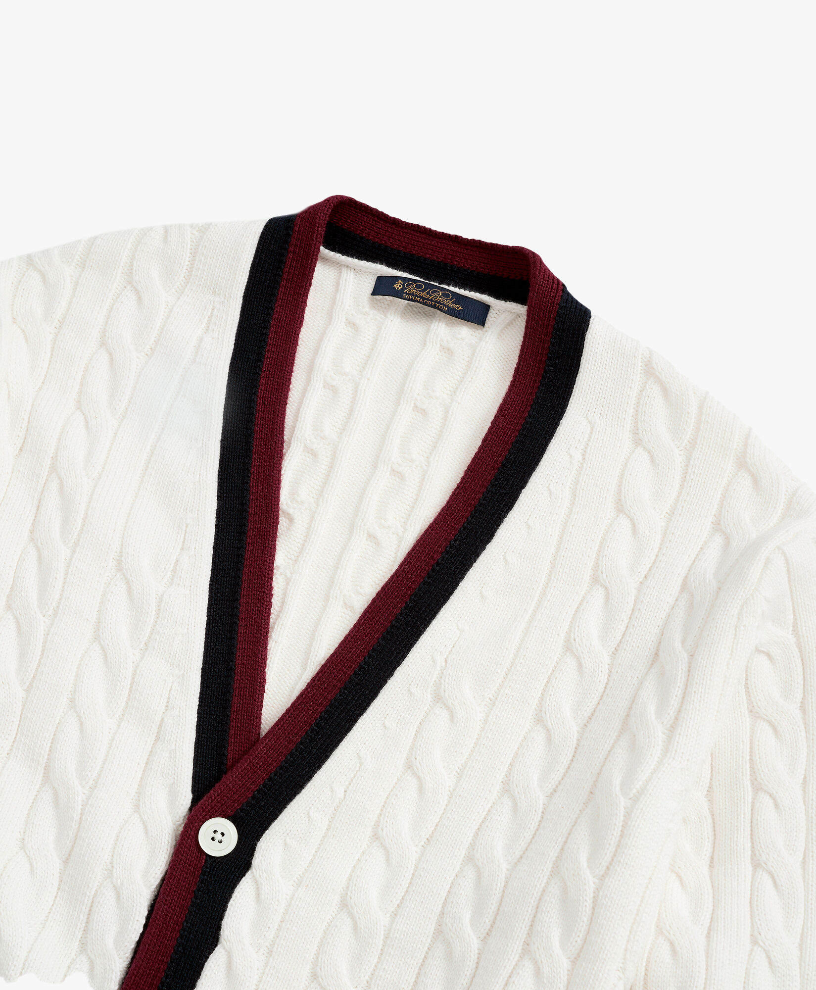 White Vintage Inspired Supima Cotton Tennis Cardigan in Marshmallow for Men Brooks Brothers UK