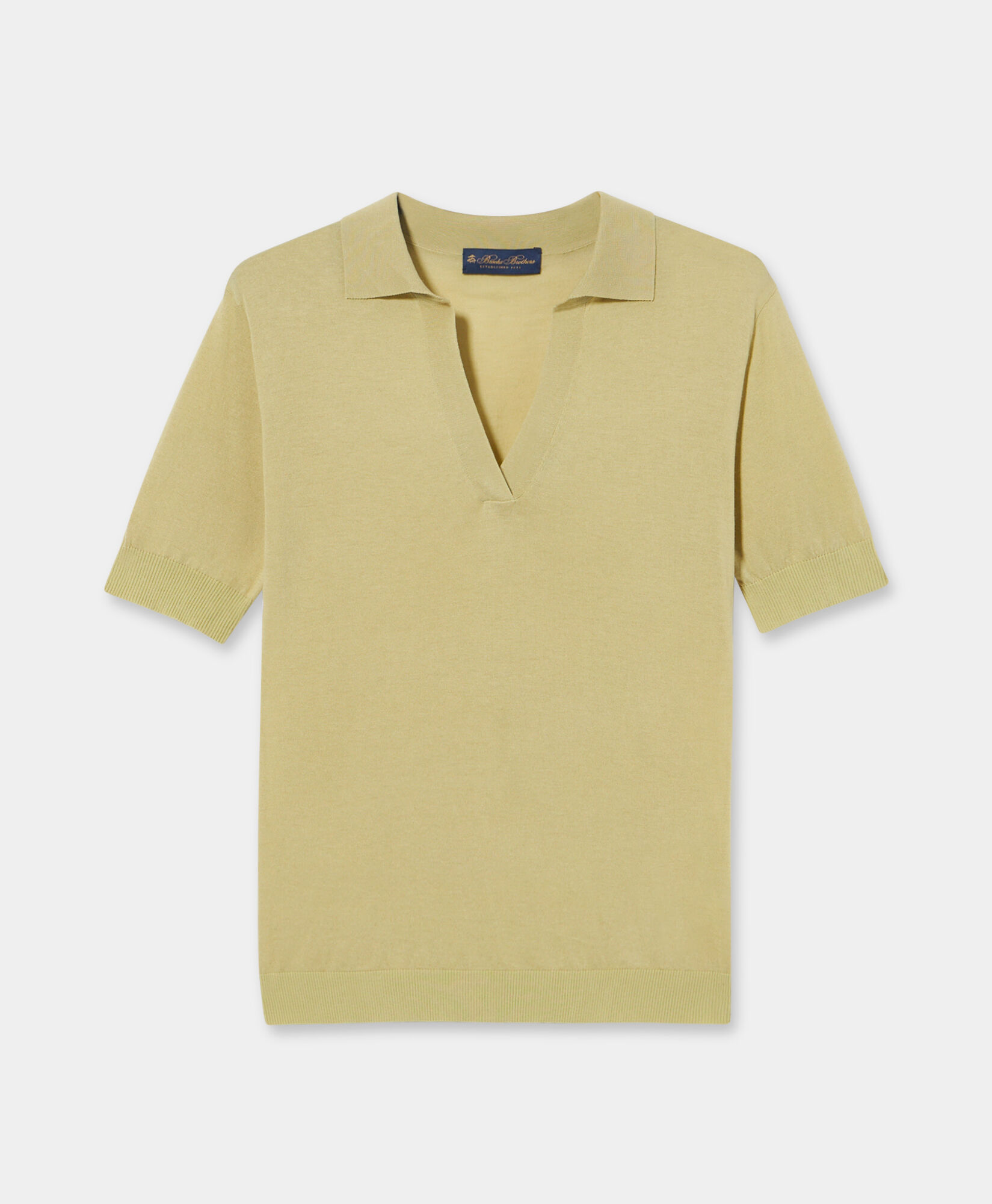 Brooks Brothers Polo en Mélange de Soie avec Col Johnny Menthe KNPOL023SEBLI002MINTP001