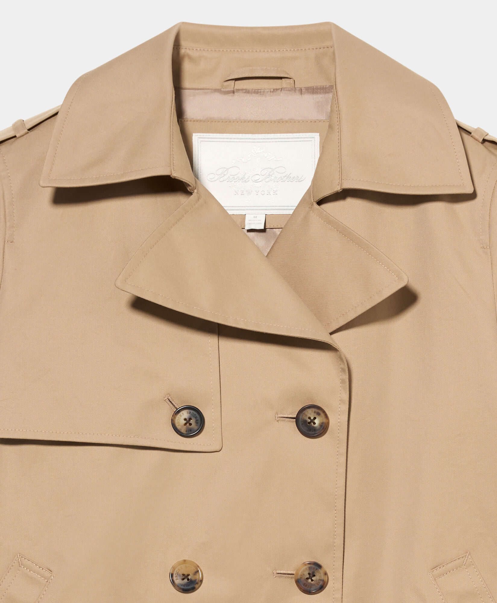 Brooks Brothers Trench Cropped Double-Breasted en Twill Marron 1000103043US100219860