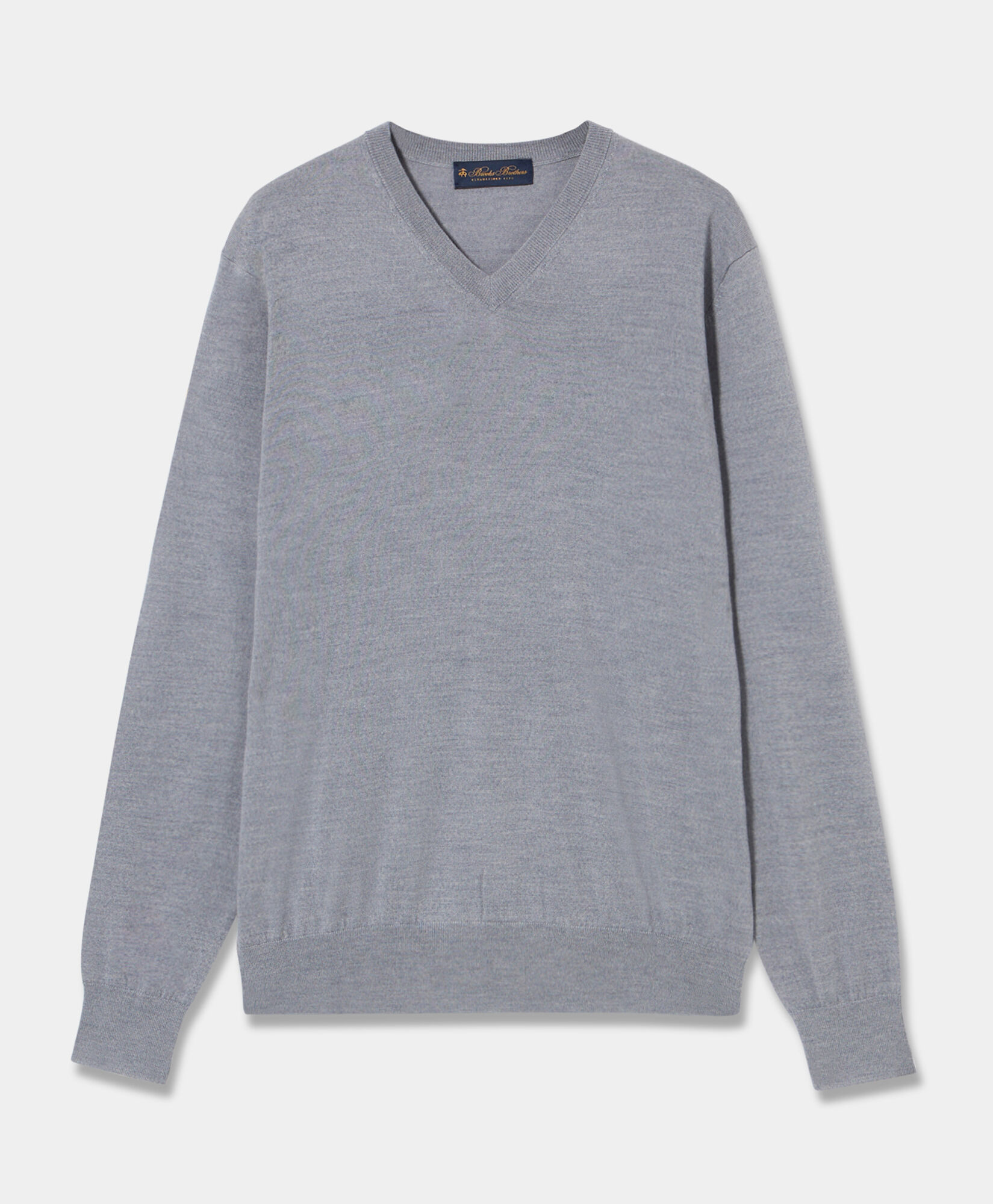 V Neck Merino Wool Sweater in Light Grey for Men Brooks Brothers UK