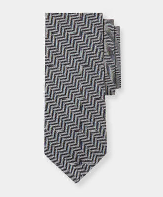 Brooks Brothers Herringbone Wool Tie Light Grey ACNEK110WOBSE003LTGRF001