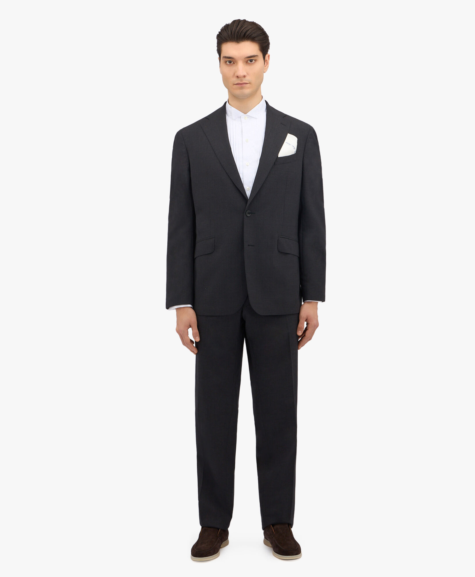 Brooks Brothers Dark Grey Stretch Virgin Wool Pants Dark Grey DTROU011WVBSP001DKGRP001