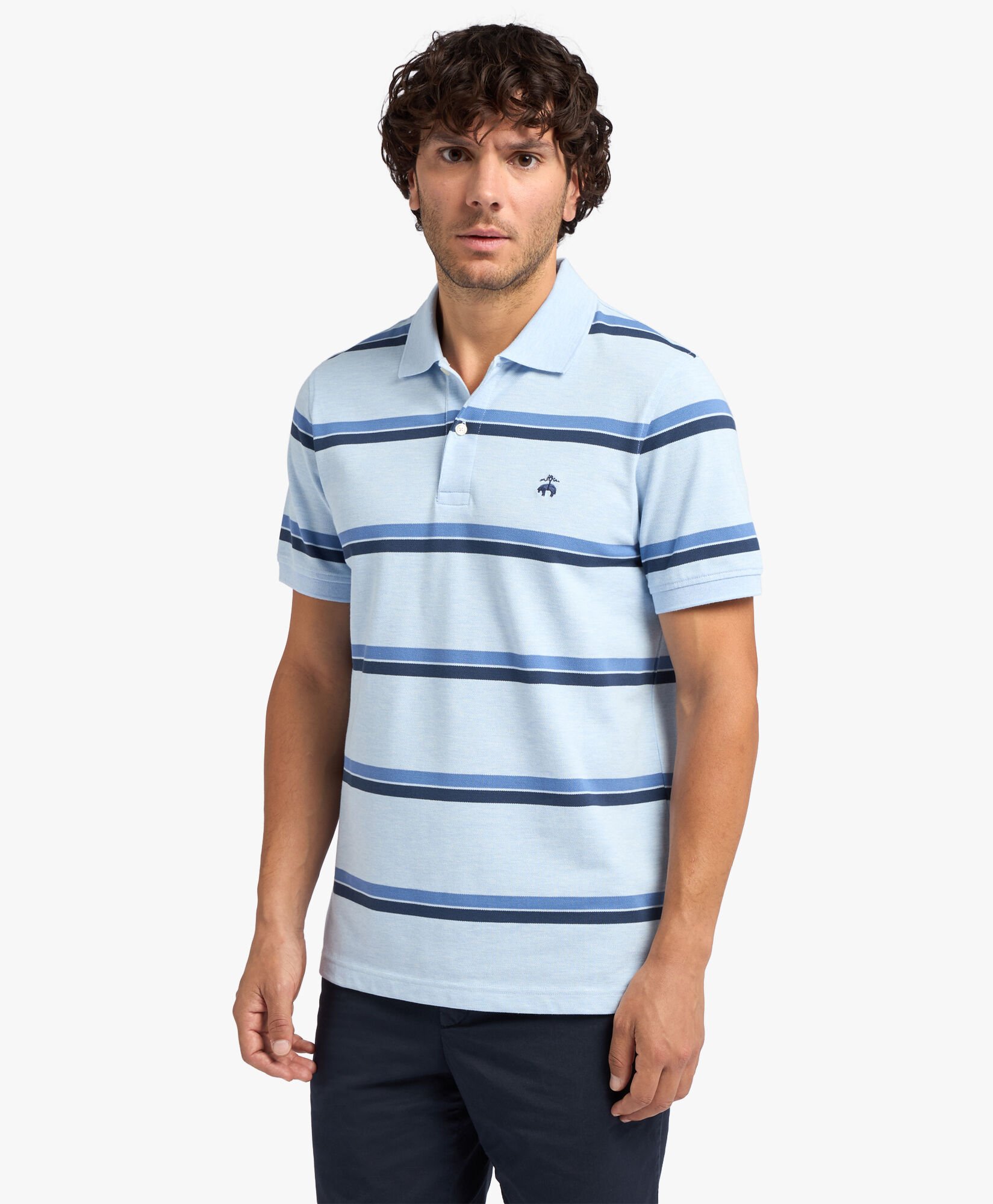 Light Blue Blue Striped Golden Fleece Cotton Polo in Light Blue for Men Brooks Brothers UK