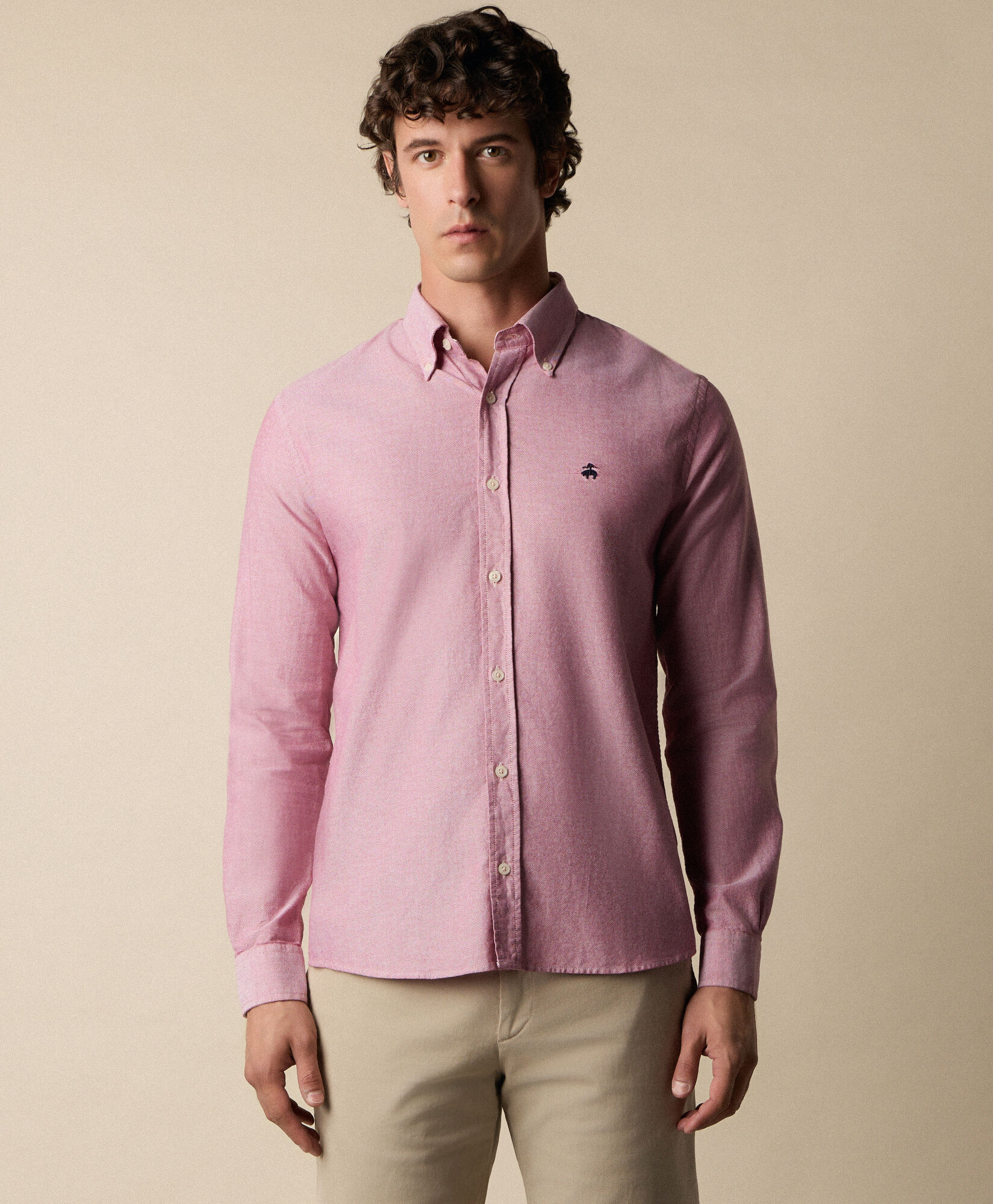 Brooks Brothers Slim Fit Oxford Shirt with Button Down Collar Cherry CSHBD025COPCO001CHERP001